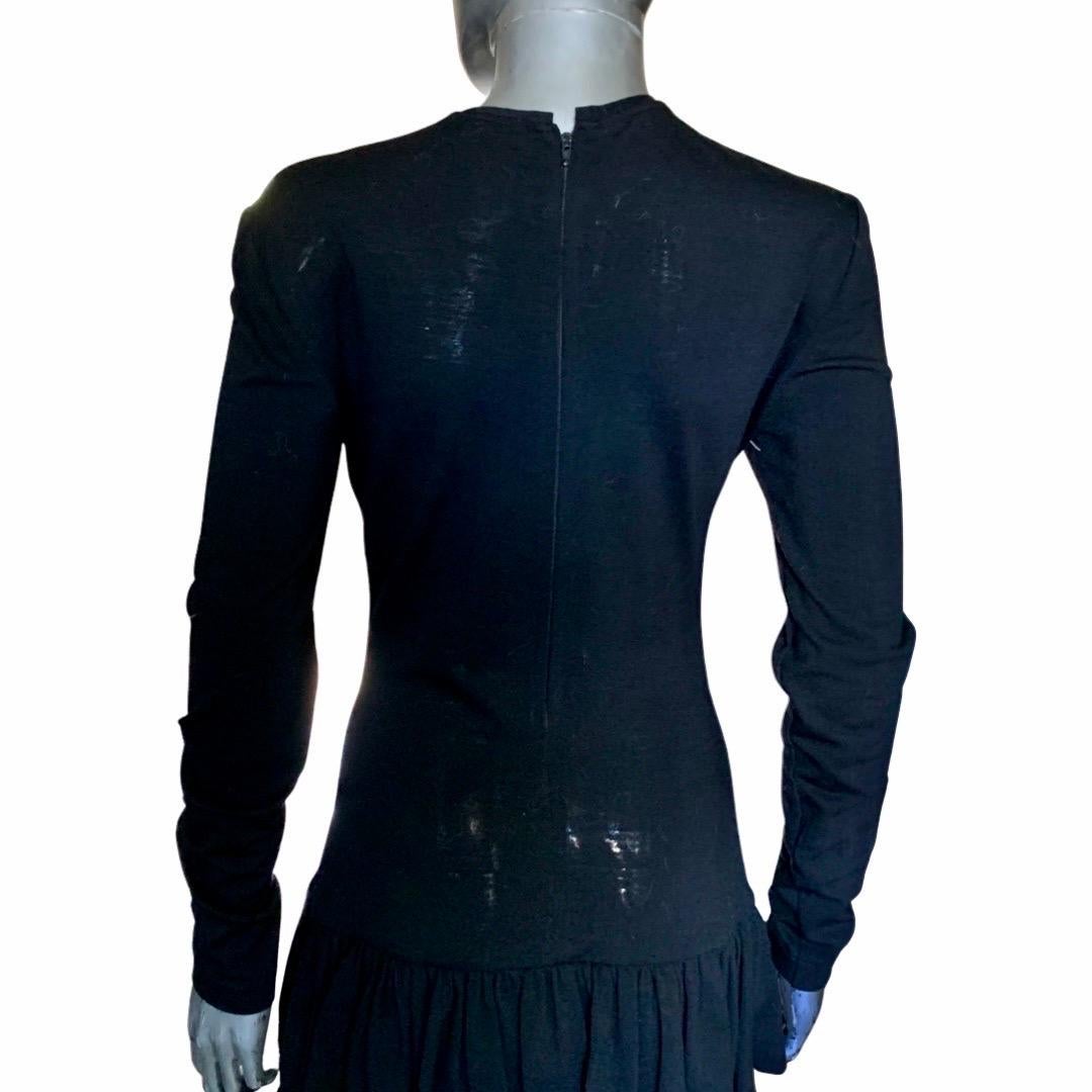 Vintage Patrick Kelly Paris Black Jersey Tiered Ruffle Dress Size 4/6 For Sale 10