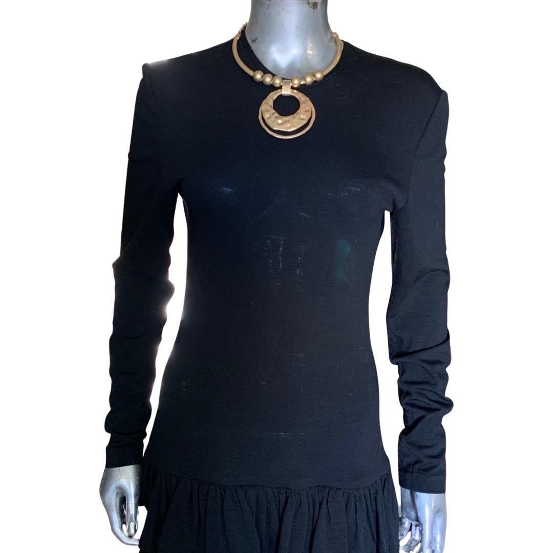 Vintage Patrick Kelly Paris Black Jersey Tiered Ruffle Dress Size 4/6 For Sale 11