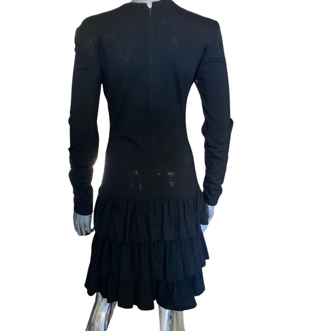 Vintage Patrick Kelly Paris Schwarzes gestuftes Jersey-Kleid mit Rüschen Größe 4/6 im Angebot 4