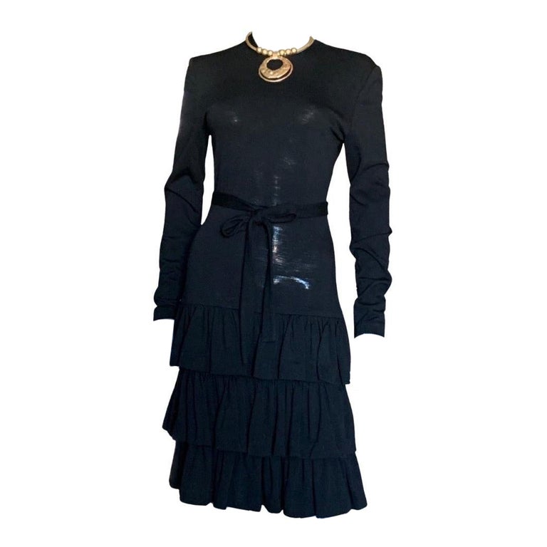 Vintage Patrick Kelly Paris Black Jersey Tiered Ruffle Dress Size 4/6 Vintage Patrick Kelly Paris Black Jersey Tiered Ruffle Dress Size 4/6