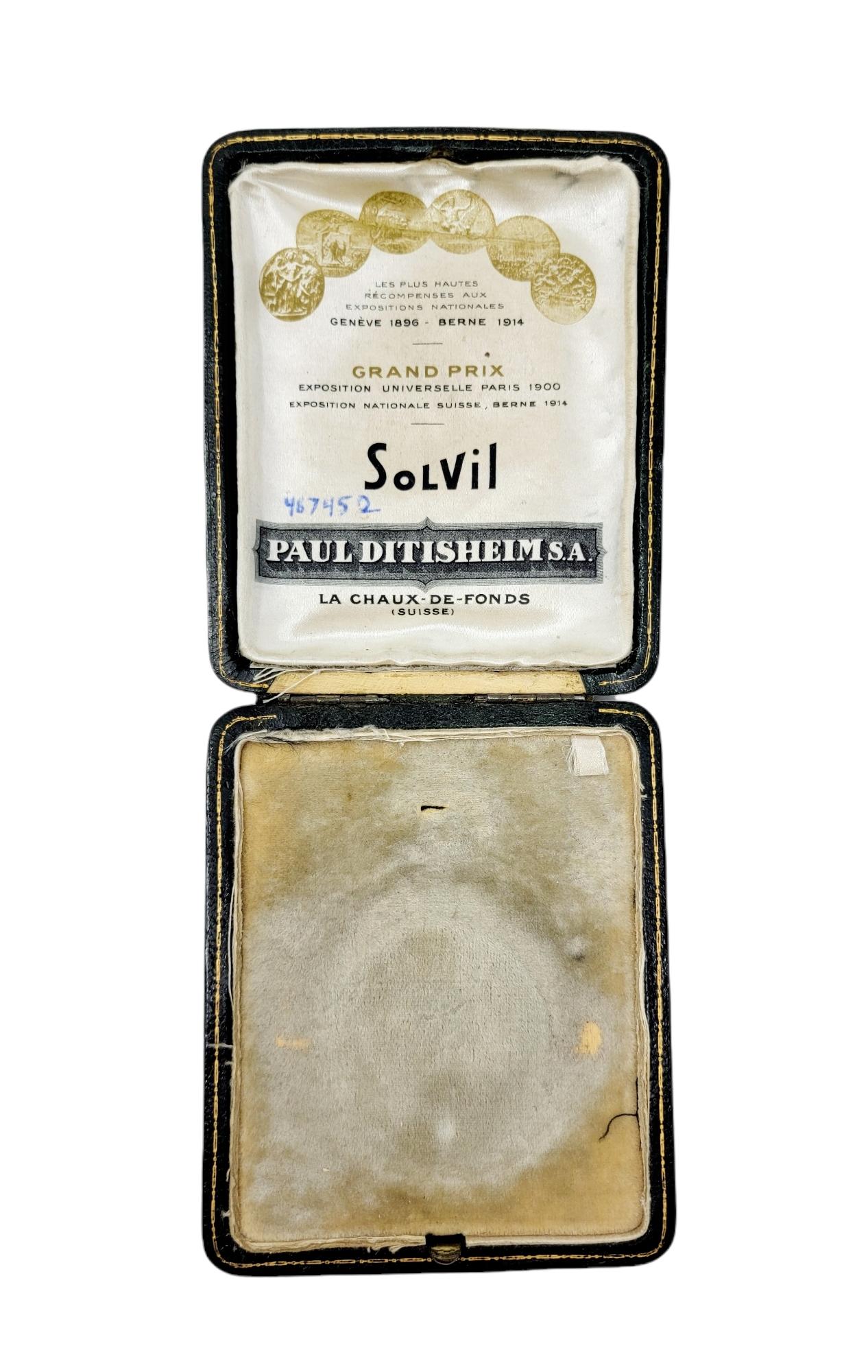 Vintage Paul Ditisheim 18 Karat Yellow Gold Pocket Watch, Solvil Original Box For Sale 11