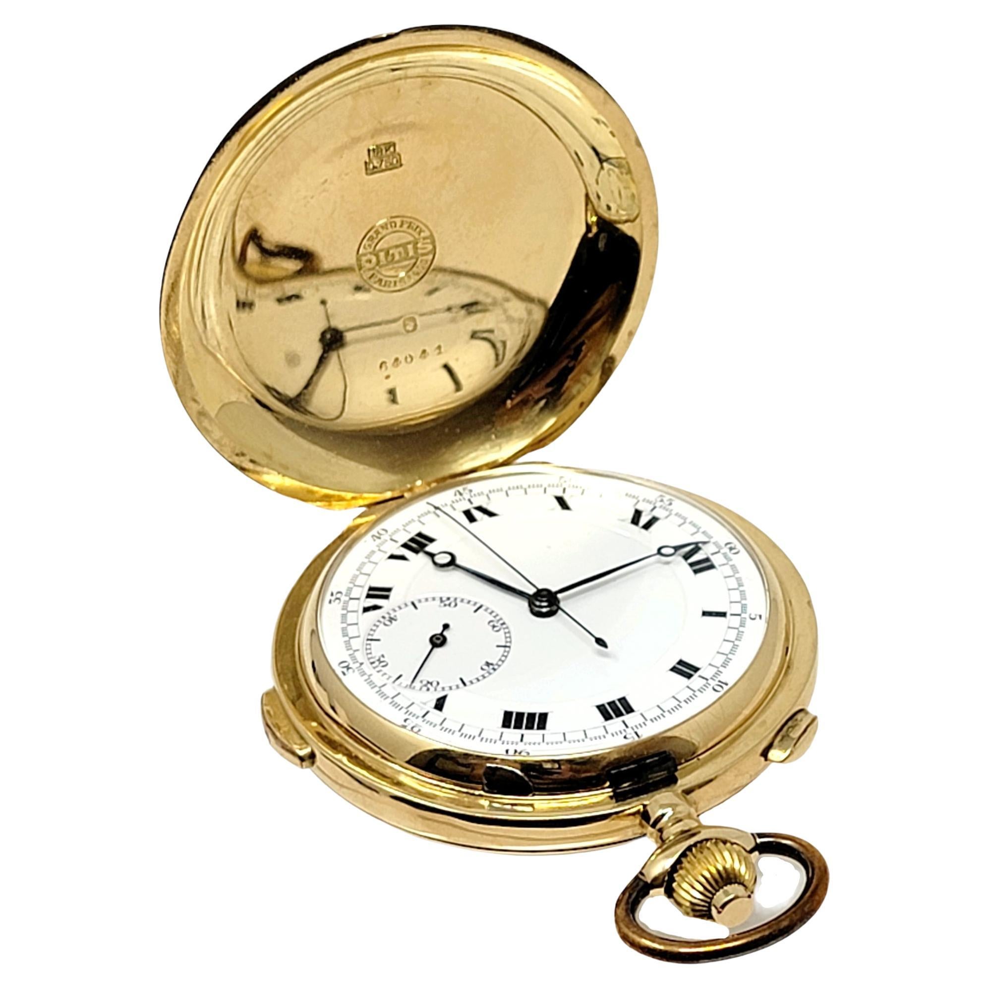 Vintage Paul Ditisheim 18 Karat Yellow Gold Pocket Watch, Solvil Original Box For Sale