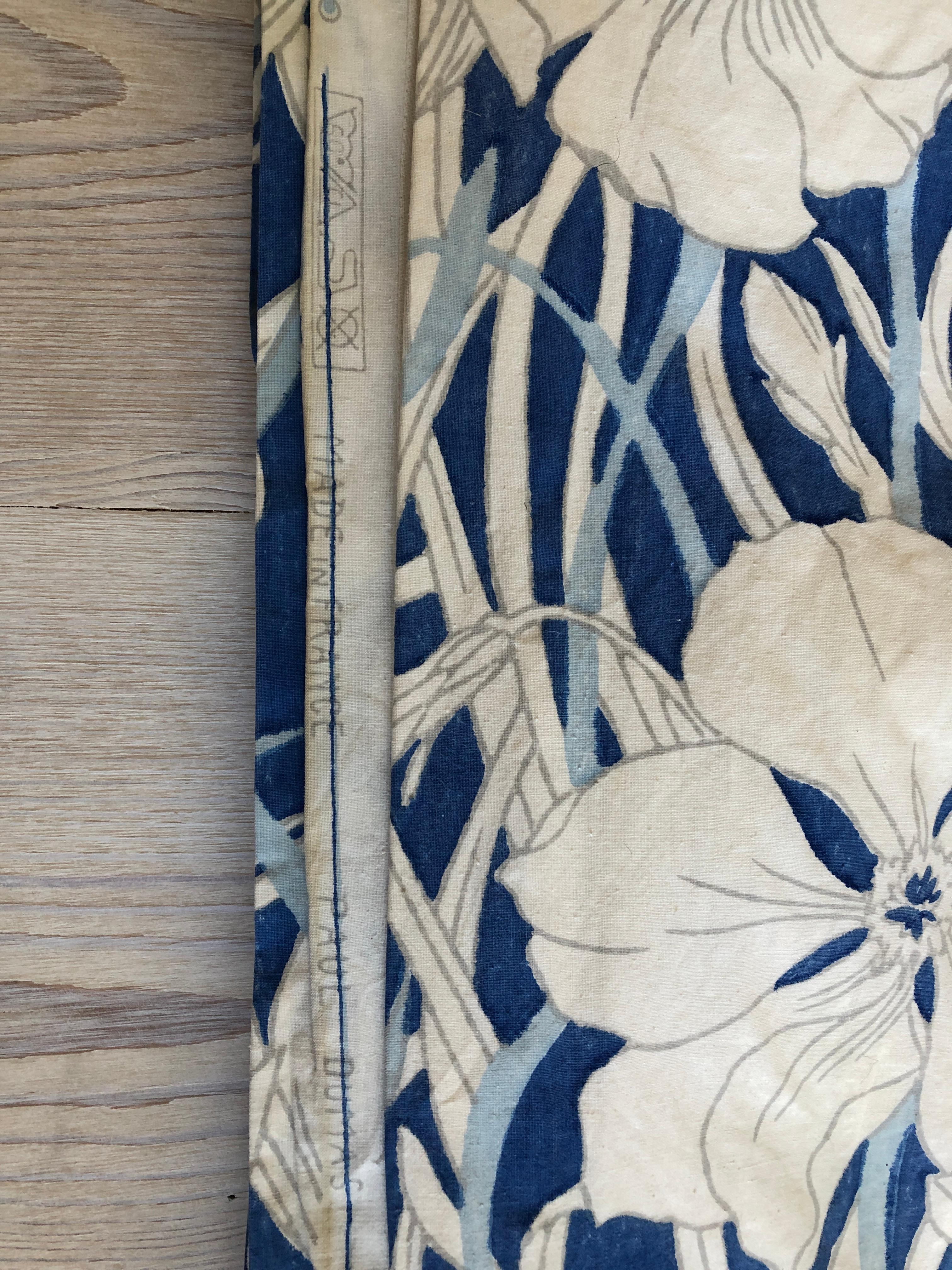 Vintage-Textil von Paul Dumas mit Blumenmuster in Blau und Weiß, Frankreich, 1920er Jahre im Angebot 7