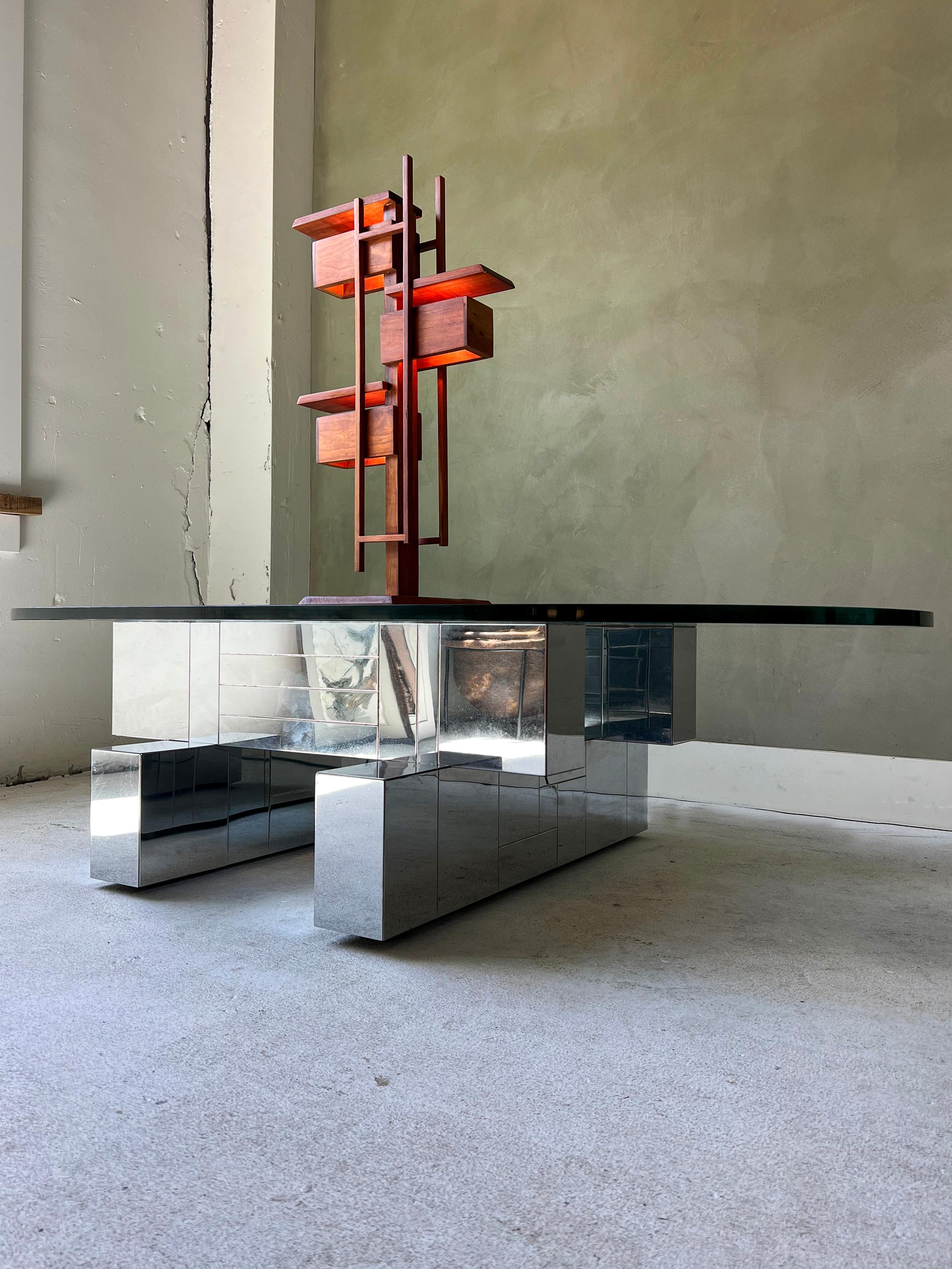 Couchtisch „Cityscape“ aus Chrom und Glas von Paul Evans, Vintage im Angebot 6