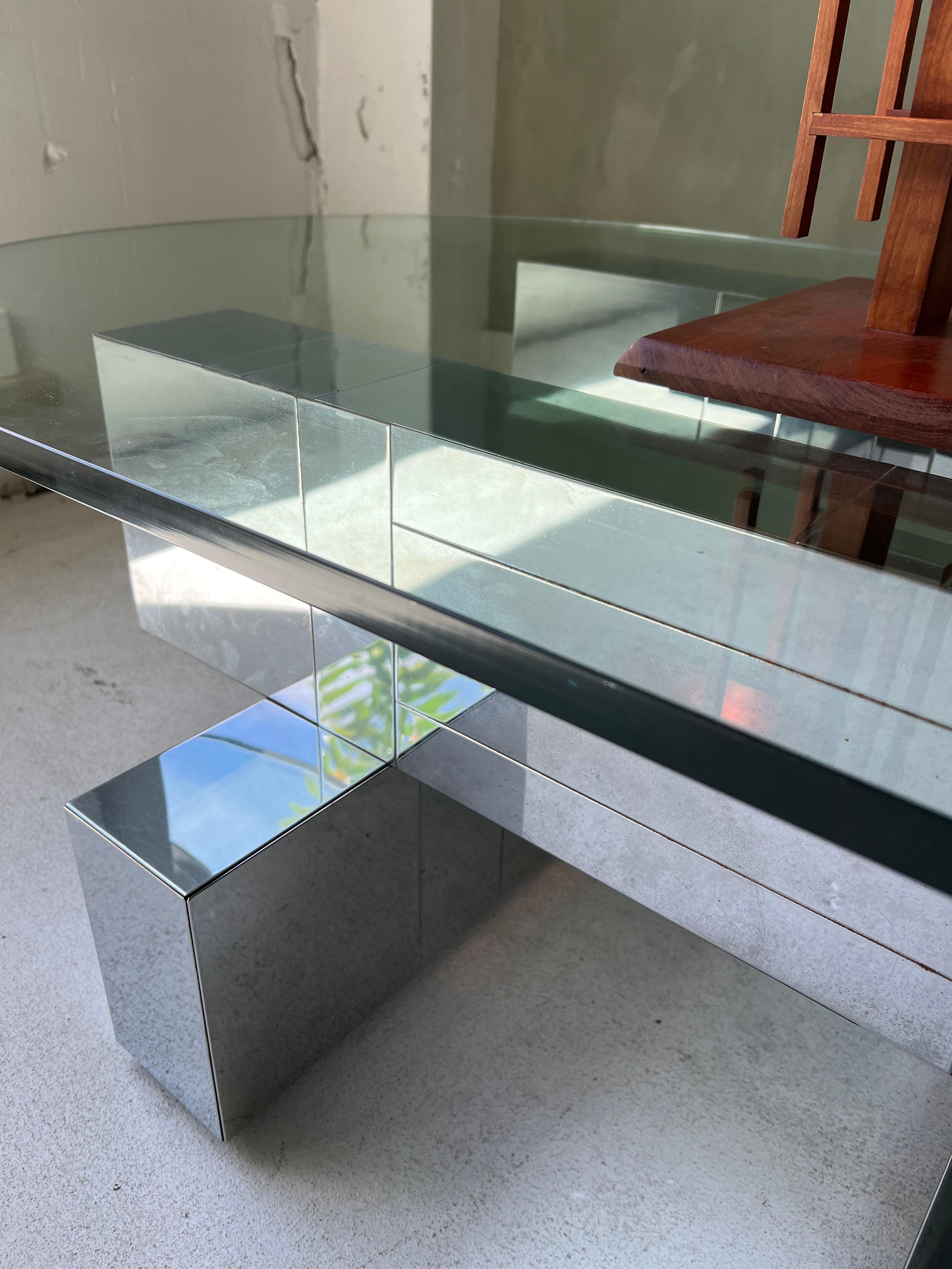 Couchtisch „Cityscape“ aus Chrom und Glas von Paul Evans, Vintage (Laminiert) im Angebot
