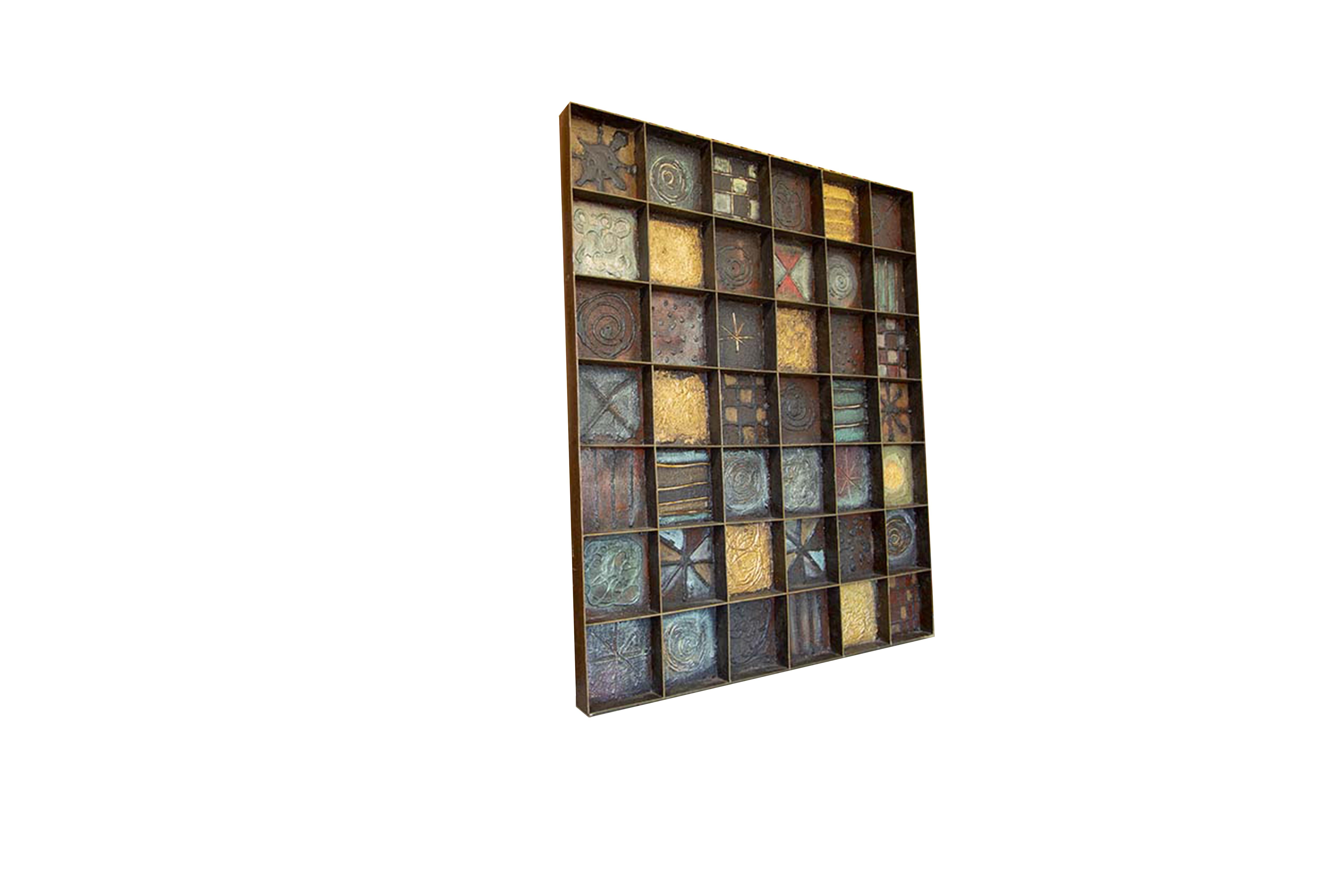 Mid-Century Modern Vintage Paul Evans Style Welded Sculpted Steel Polychrome Wall Art unsigned