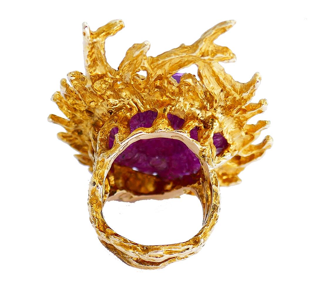Vintage Paul Flato Halskette Brosche Ring Set 14k Gold Rubin Diamant Estate Jewelry im Angebot 7