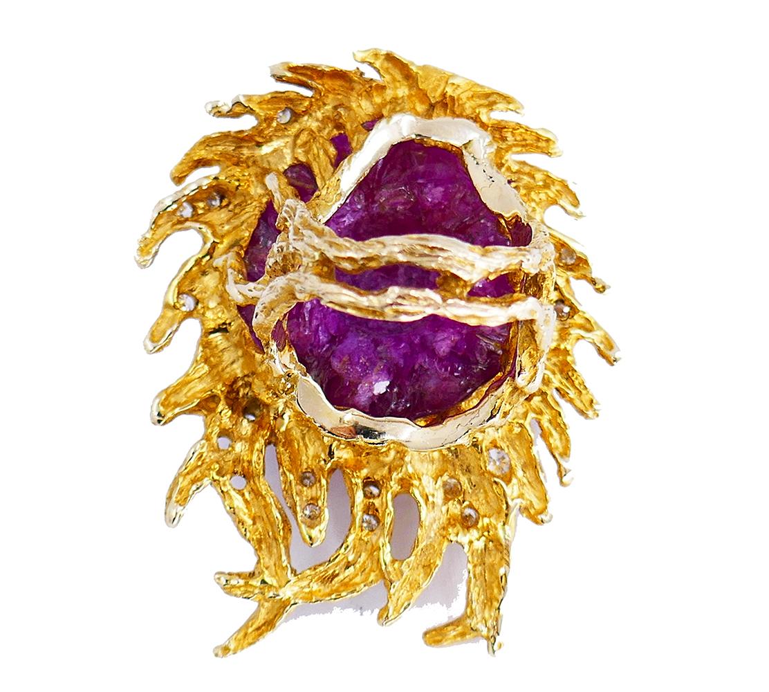 Vintage Paul Flato Halskette Brosche Ring Set 14k Gold Rubin Diamant Estate Jewelry im Angebot 9