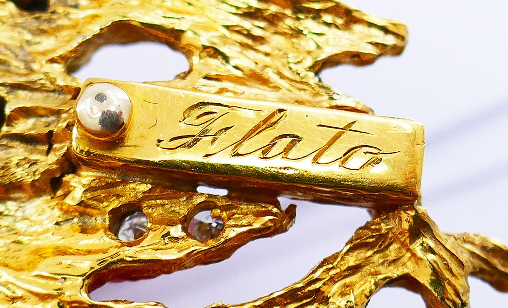 Vintage Paul Flato Halskette Brosche Ring Set 14k Gold Rubin Diamant Estate Jewelry (Gemischter Schliff) im Angebot
