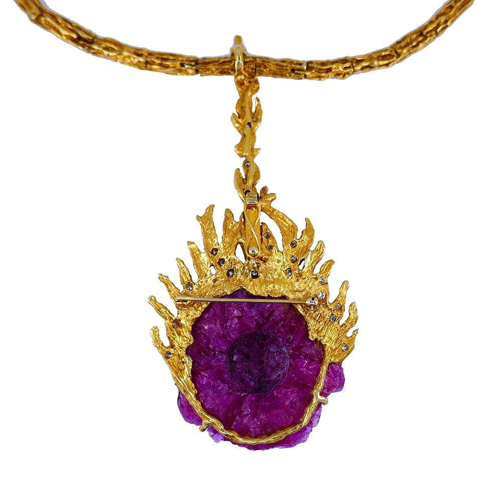 Vintage Paul Flato Halskette Brosche Ring Set 14k Gold Rubin Diamant Estate Jewelry im Angebot 4