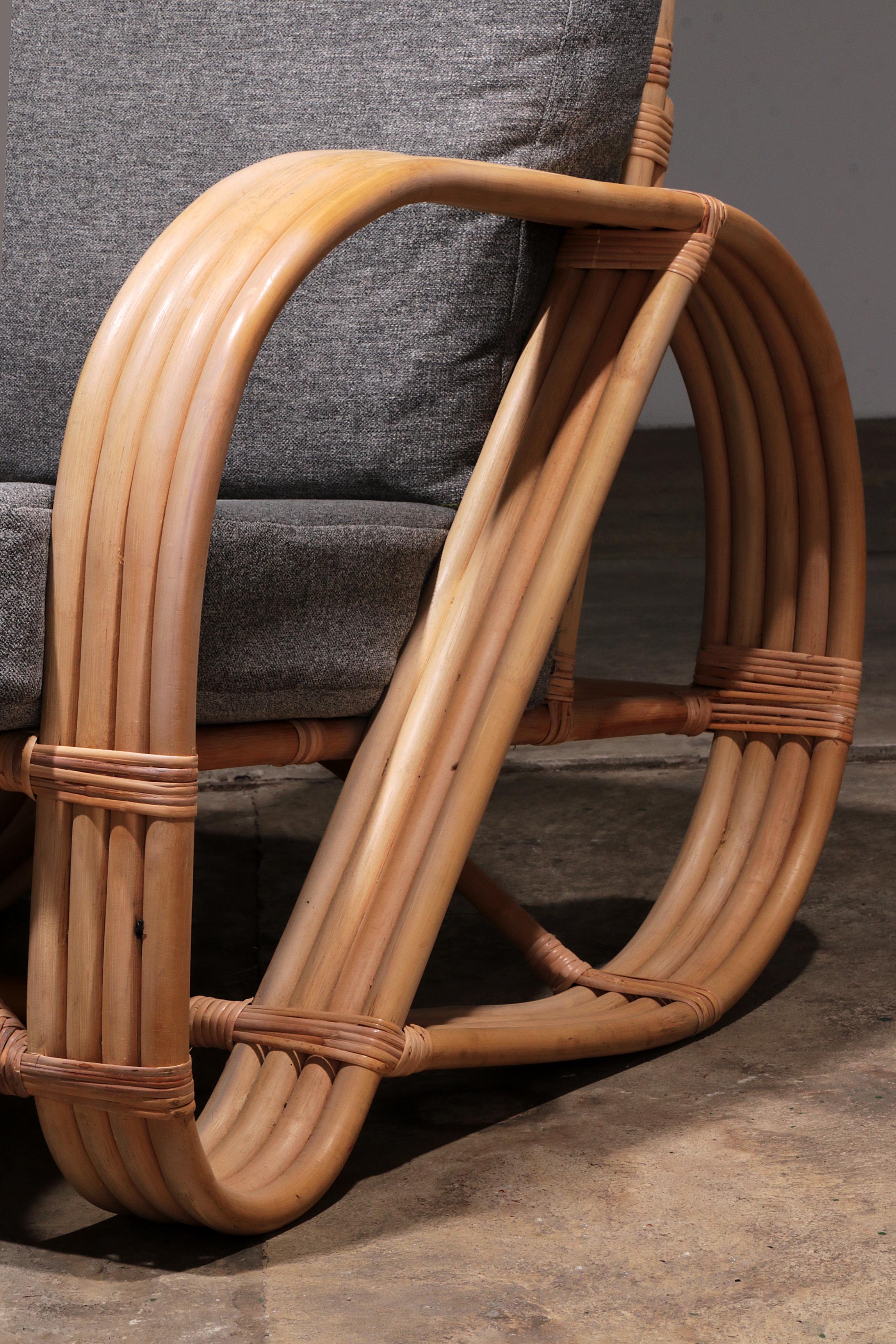 Vintage Paul Frankl 1970s Rattan Bamboo Lounge Chairs 3