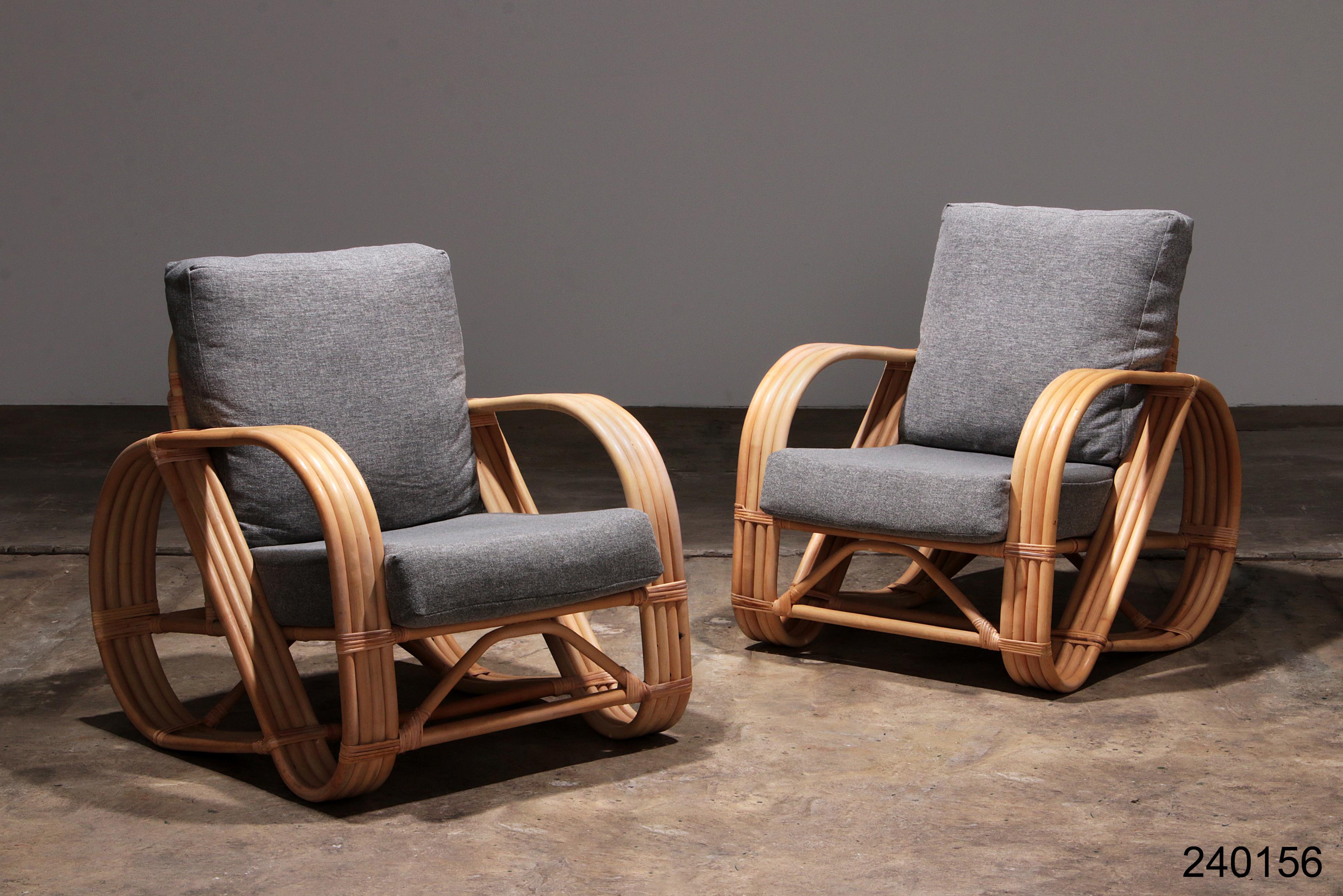 Vintage Paul Frankl 1970s Rattan Bamboo Lounge Chairs 12