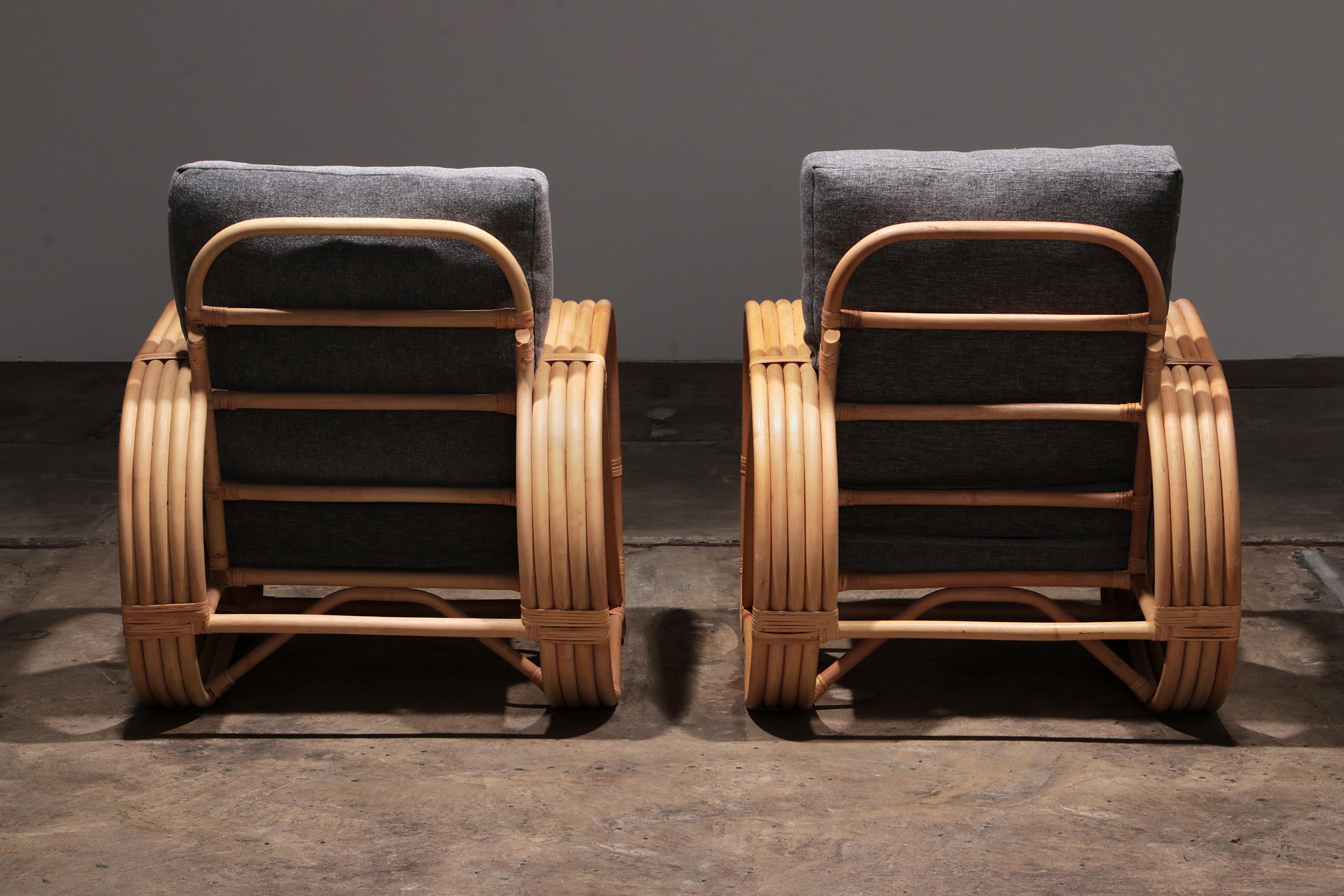 Late 20th Century Vintage Paul Frankl 1970s Rattan Bamboo Lounge Chairs