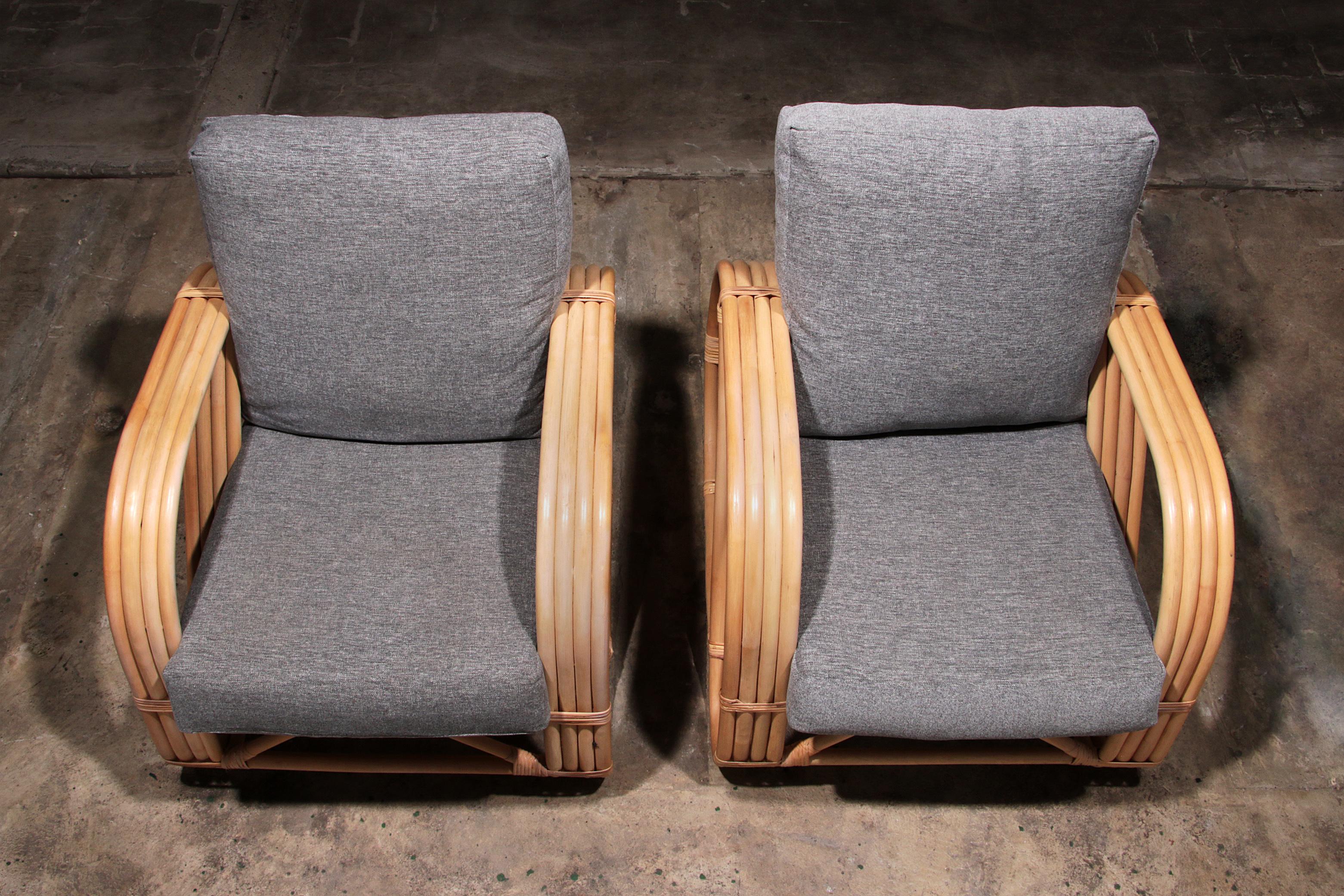 Vintage Paul Frankl 1970s Rattan Bamboo Lounge Chairs 1