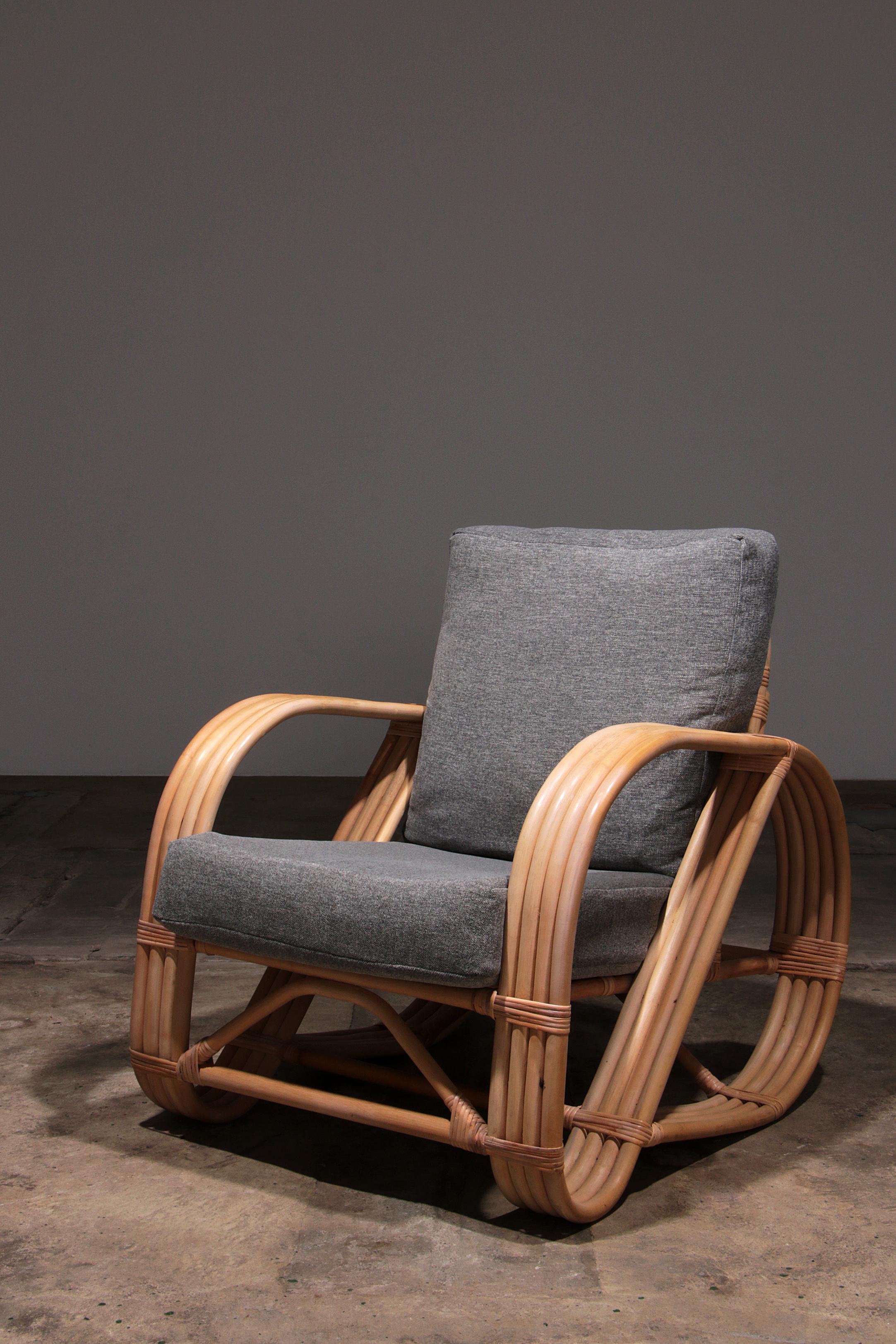 Vintage Paul Frankl 1970s Rattan Bamboo Lounge Chairs 2
