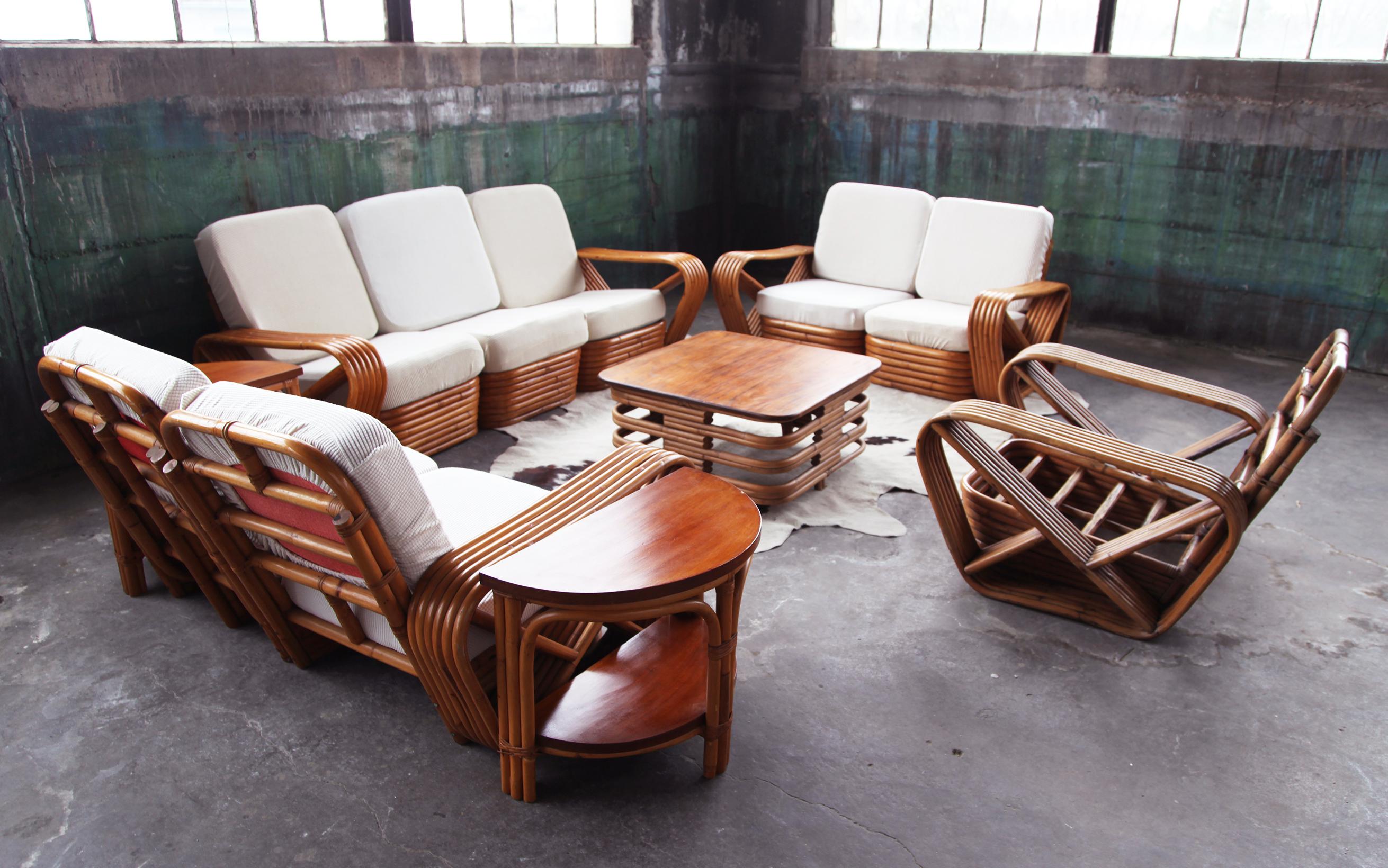 Vintage Paul Frankl Modular 11 Piece Sofa Sectional Set with End Tables In Good Condition In Madison, WI