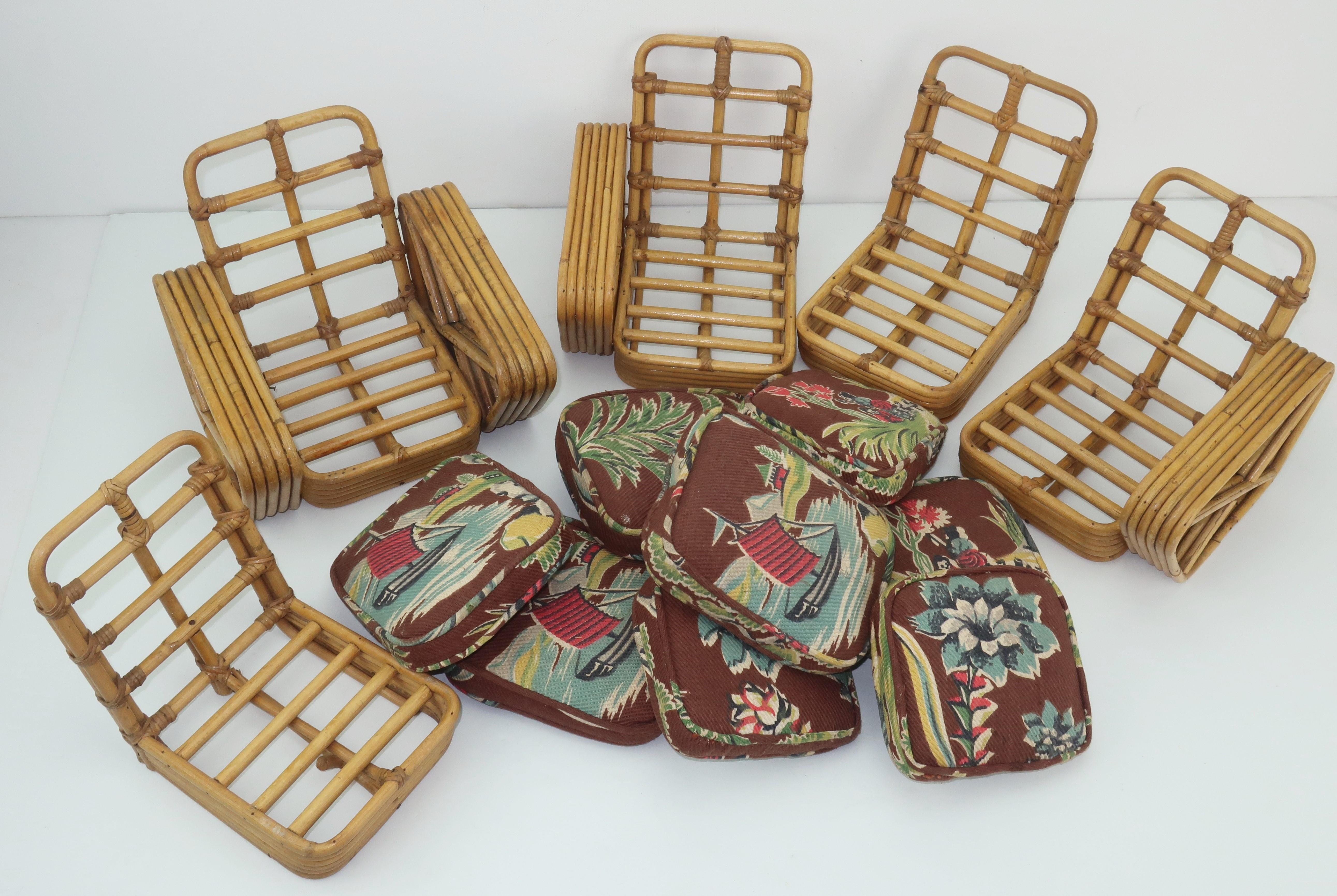 Vintage Paul Frankl Rattan Salesman Sample Miniature Furniture Set 4