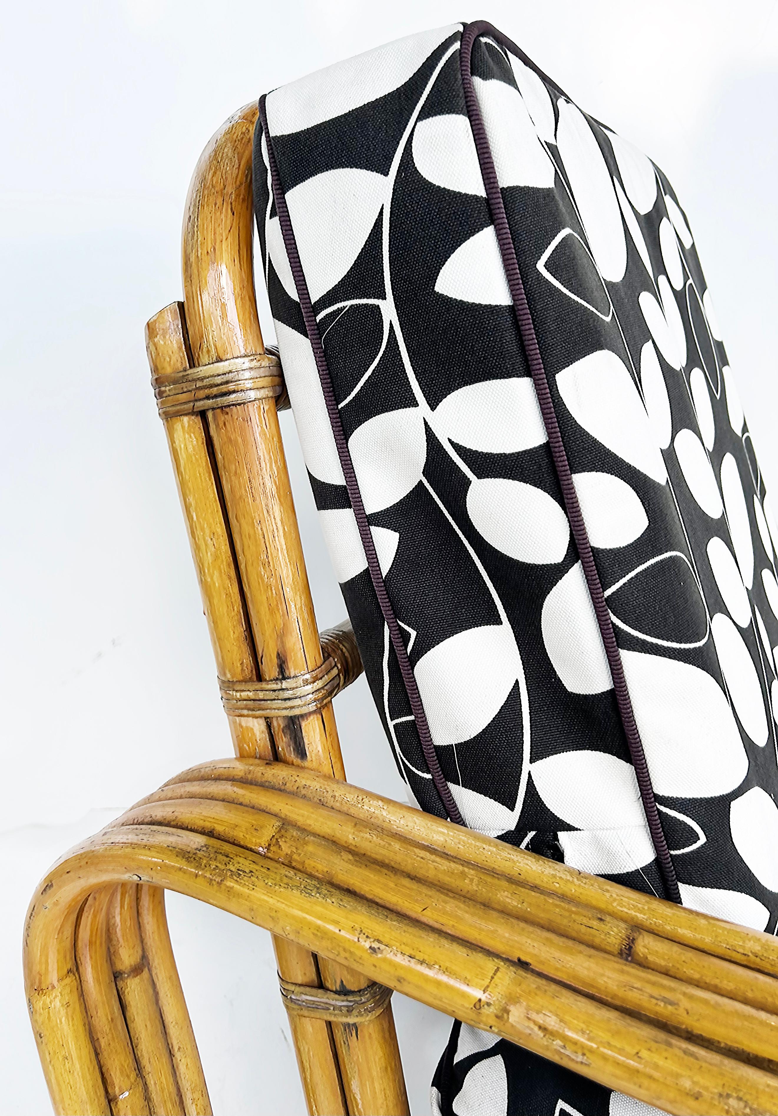 Vintage Paul Frankl Style Bent 4-Strand Rattan Club Chair mit New  Kissen im Angebot 3