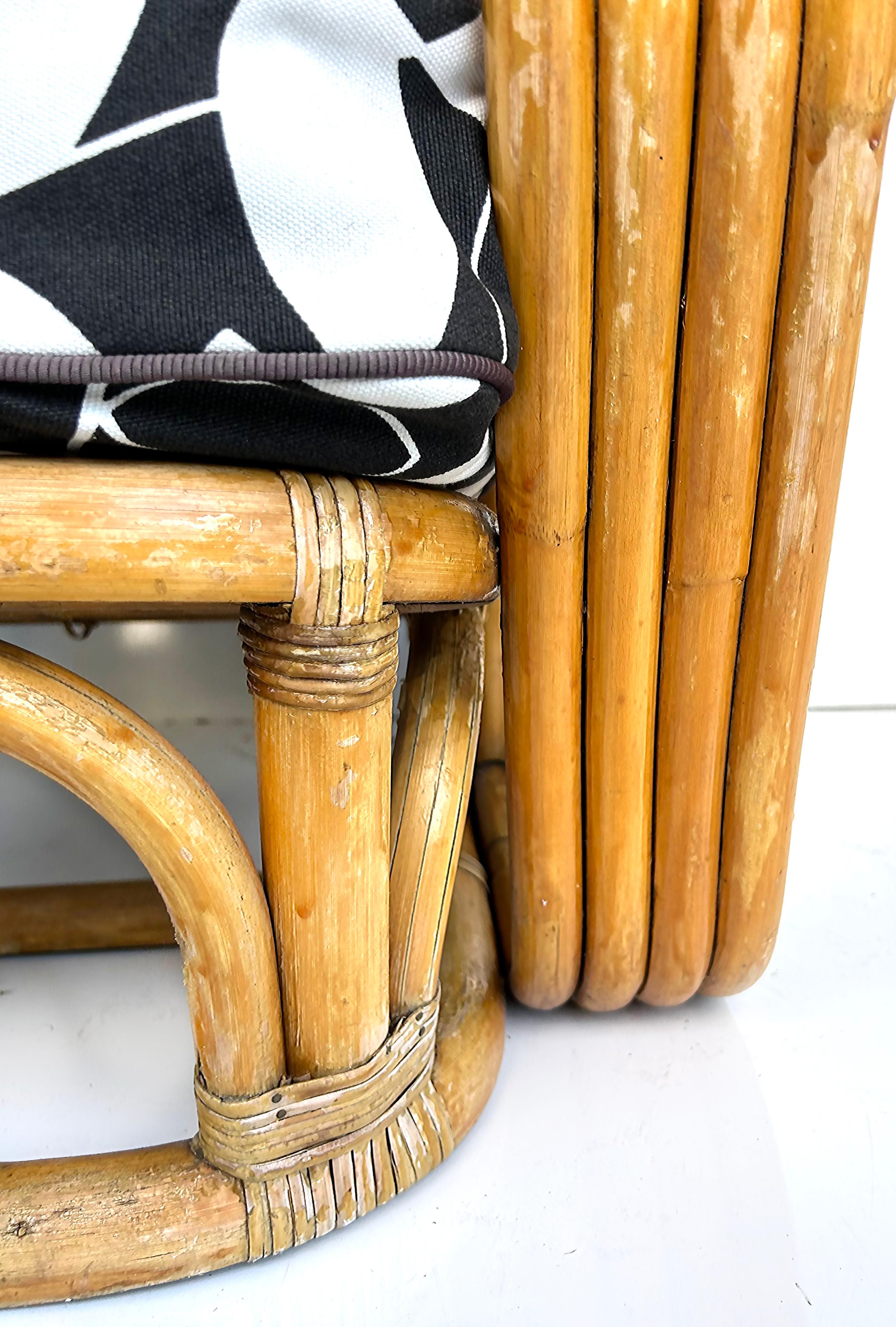 Vintage Paul Frankl Style Bent 4-Strand Rattan Club Chair mit New  Kissen im Angebot 4