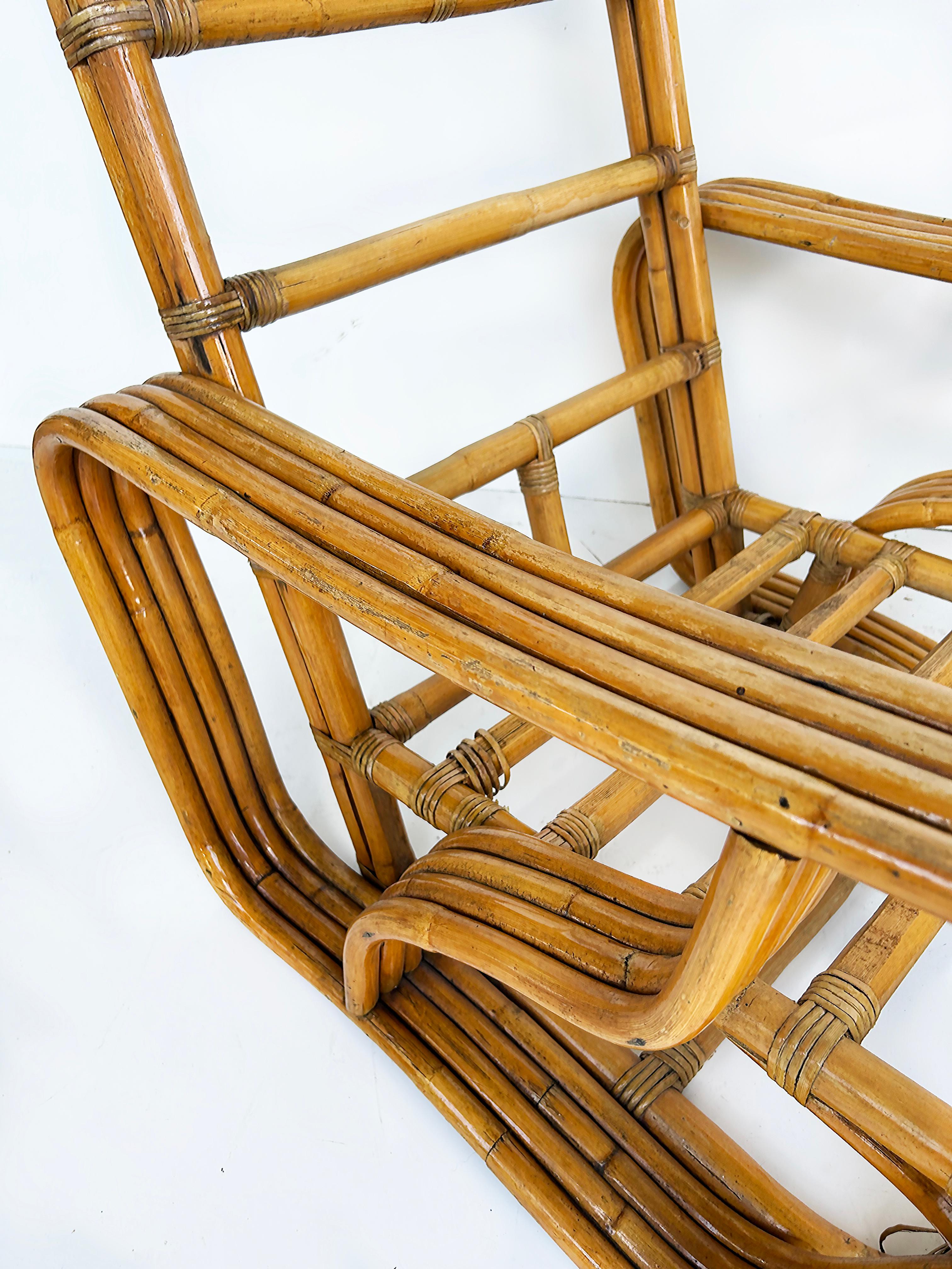 Vintage Paul Frankl Style Bent 4-Strand Rattan Club Chair mit New  Kissen im Angebot 8