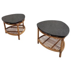 Tables d'appoint en rotin style Paul Frankl - Paire