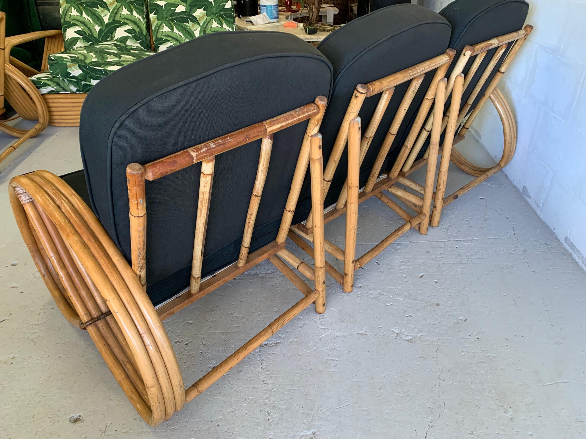 Vintage Paul Frankl Style Rattan Pretzel Sofa In Good Condition In Jacksonville, FL