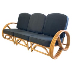 Vintage Paul Frankl Style Rattan Pretzel Sofa