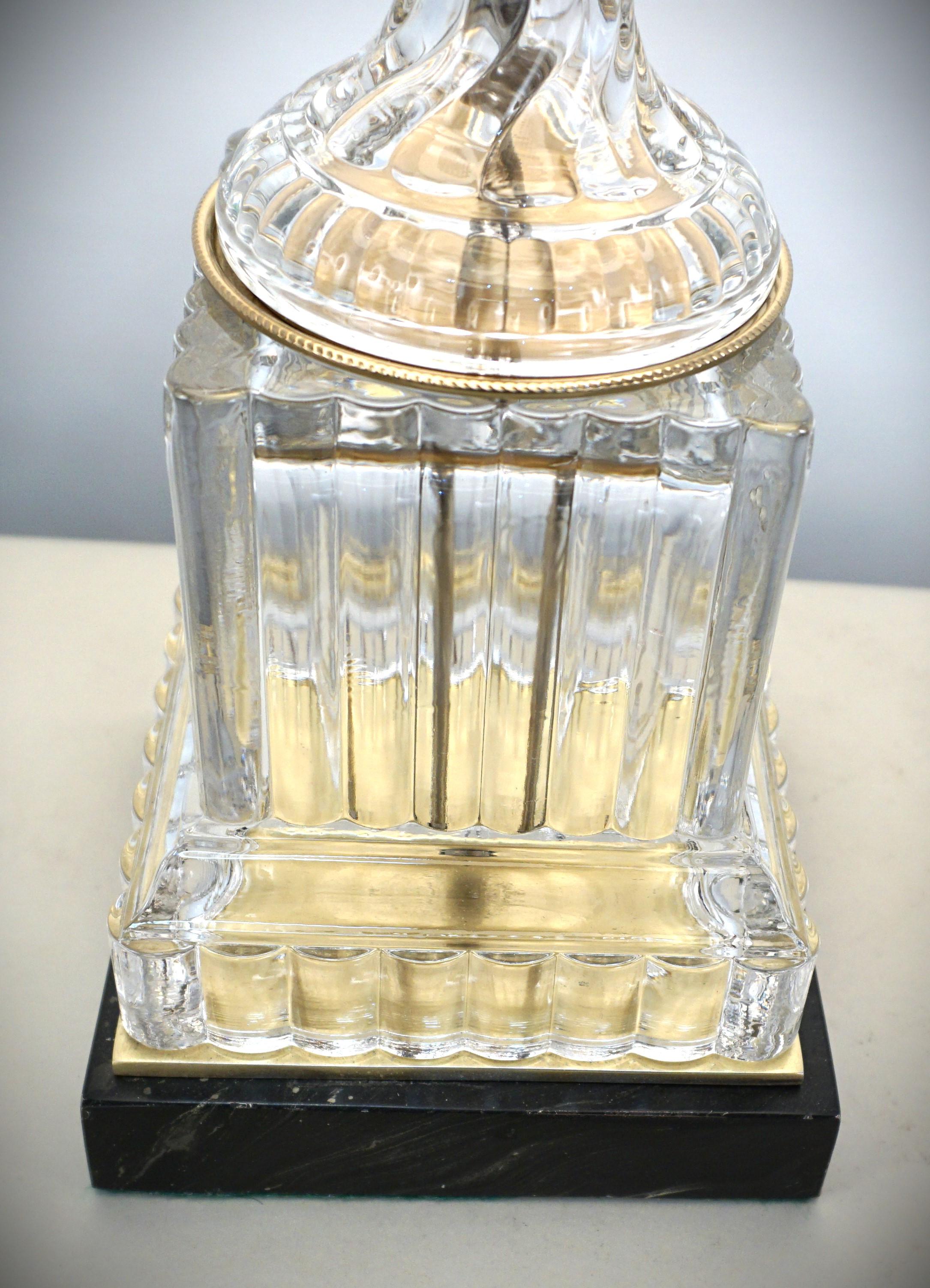 American Vintage Paul Hanson Baccarat Style Crystal Urn Glass Table Lamp For Sale