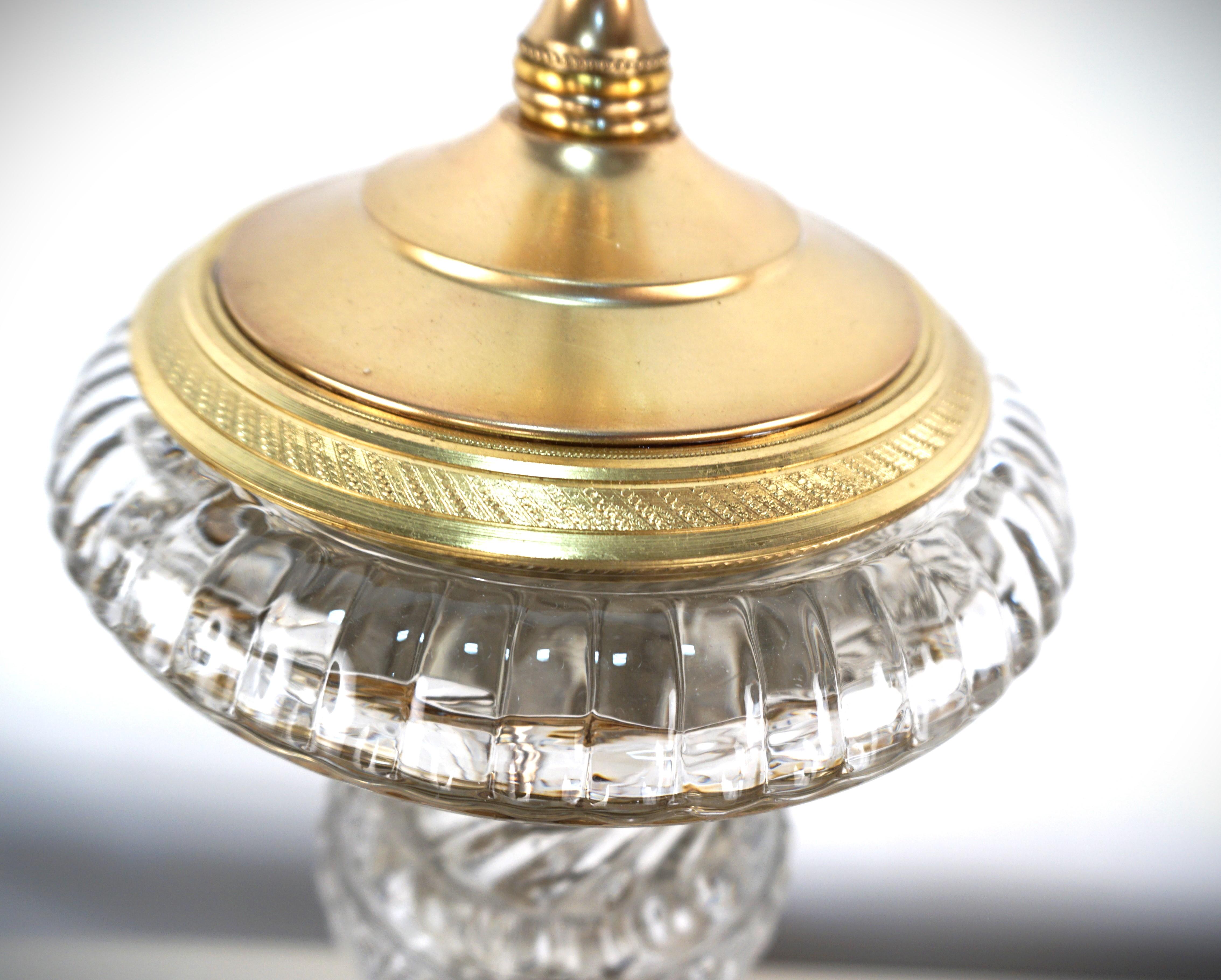 Vintage Paul Hanson Baccarat Style Crystal Urn Glass Table Lamp For Sale 1