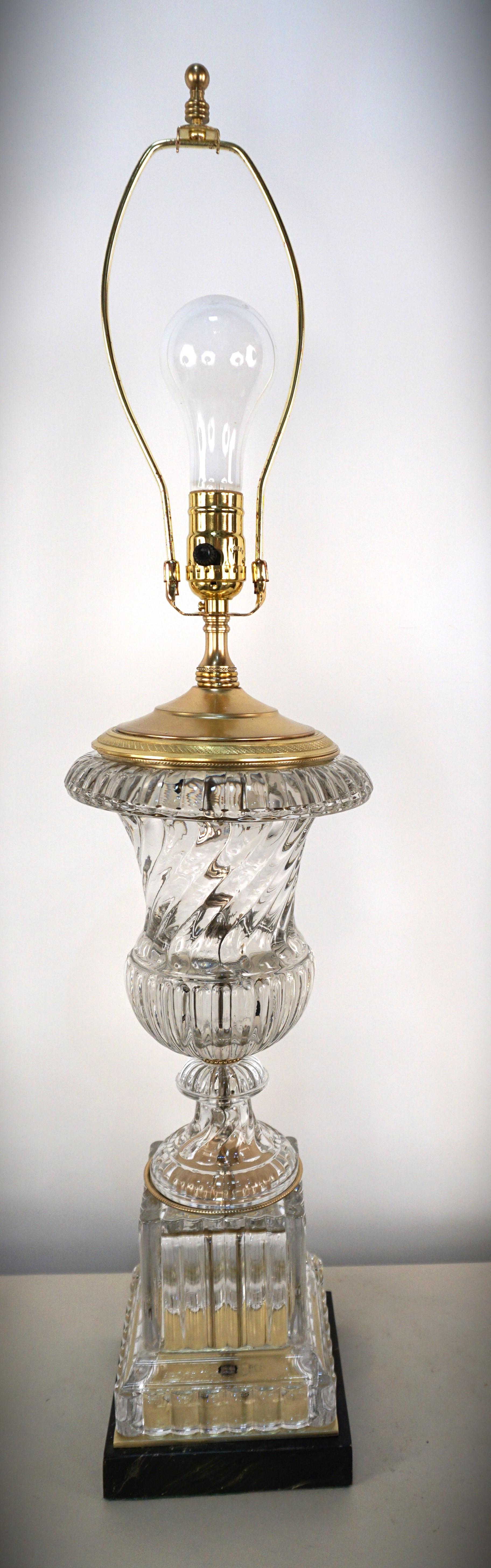 Vintage Paul Hanson Baccarat Style Crystal Urn Glass Table Lamp For Sale 3