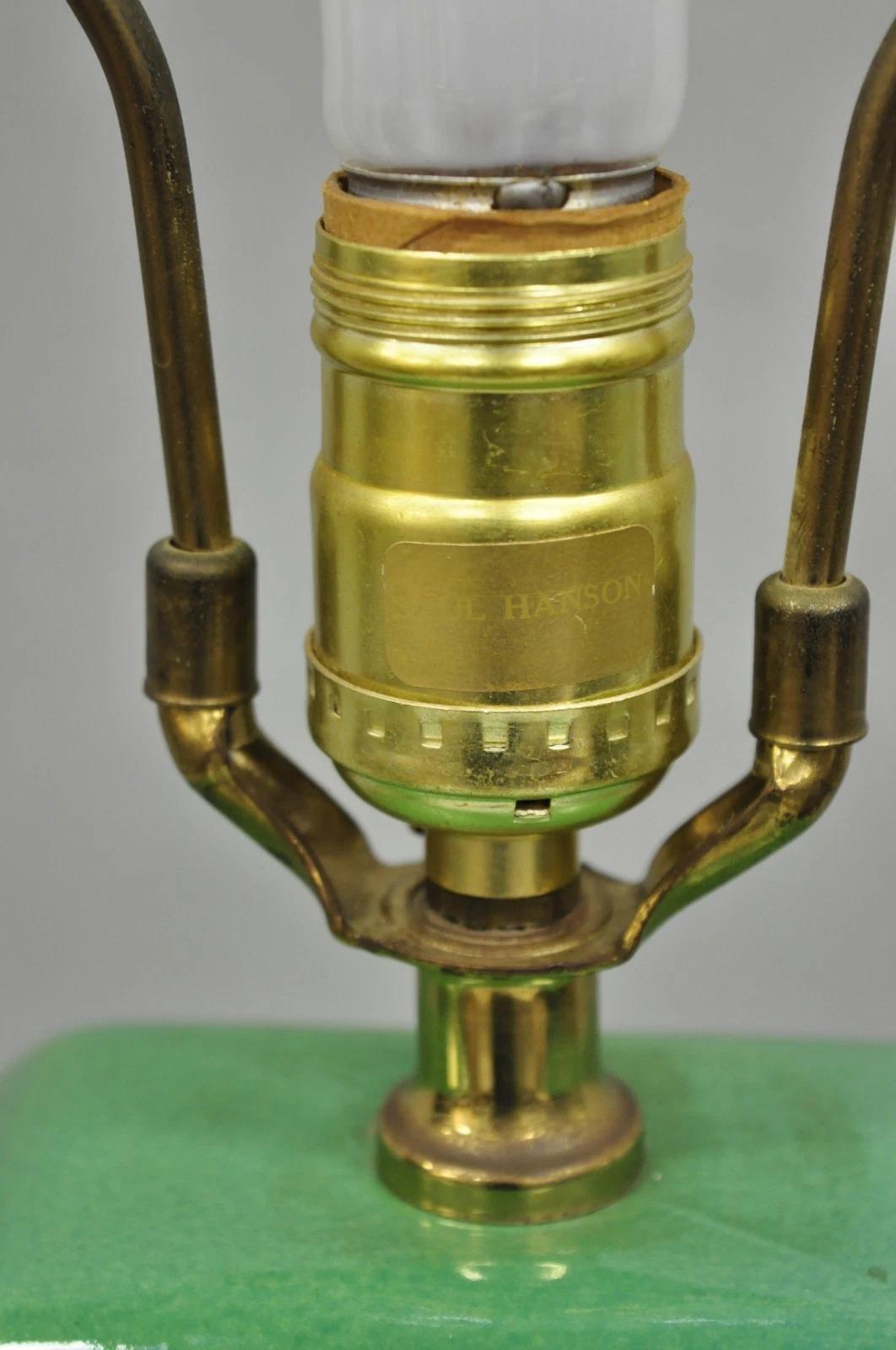 Vintage Paul Hanson Chinoiserie Green Porcelain Jardiniere Oriental Table Lamp For Sale 5