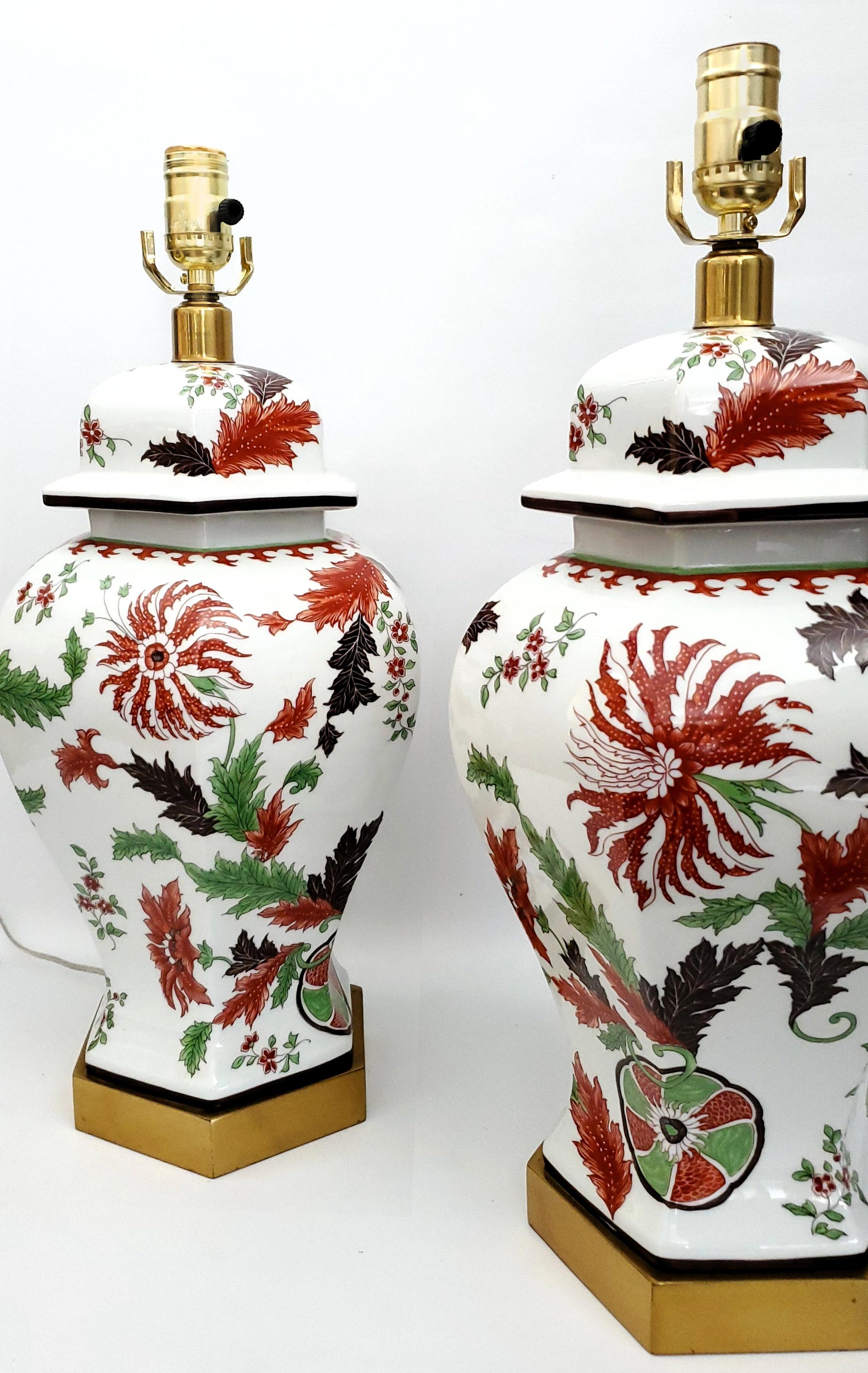Lampade da tavolo vintage Paul Hanson - Porcelaine de Paris - Foglie di tabacco in vendita 5