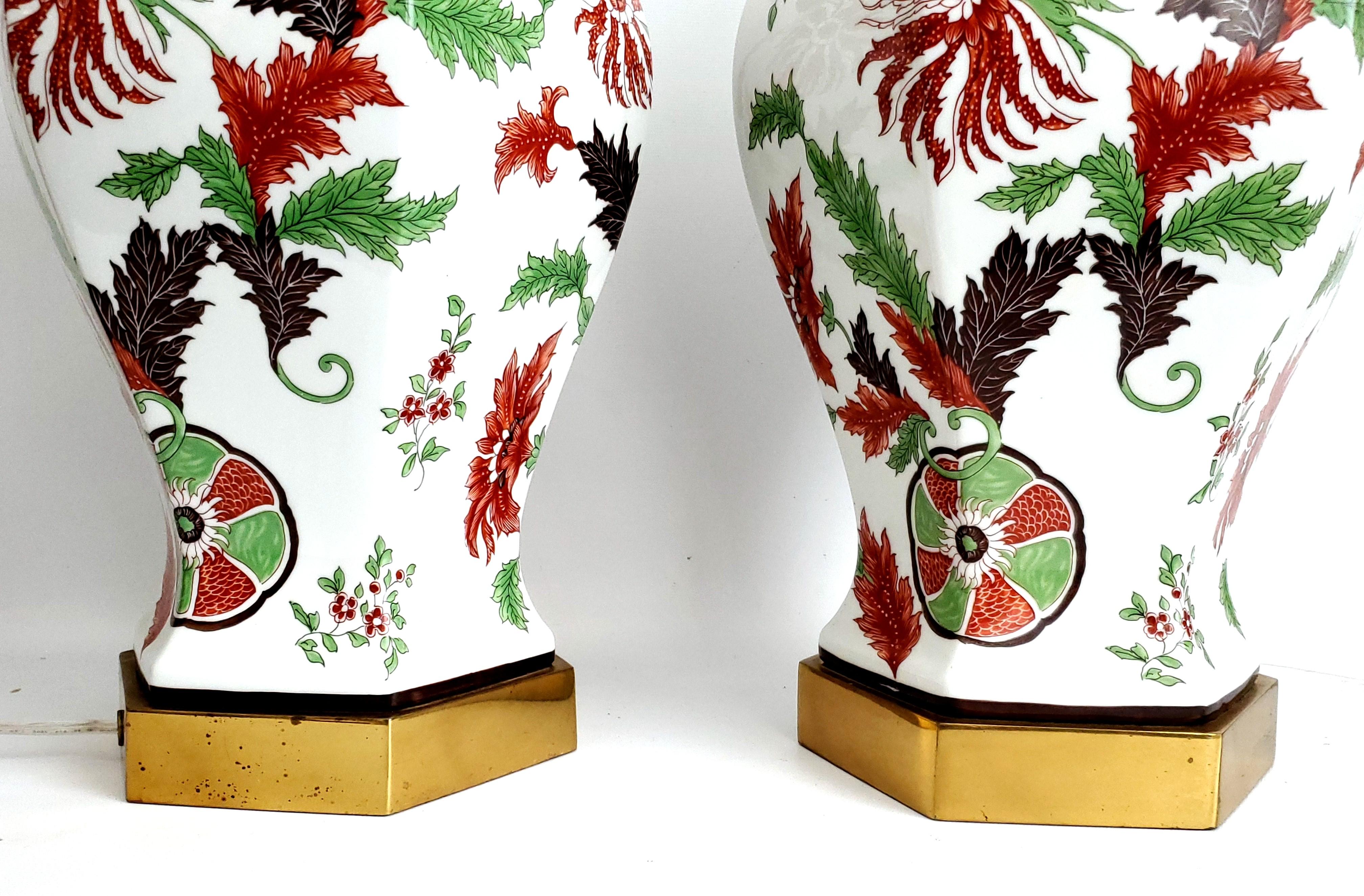 XX secolo Lampade da tavolo vintage Paul Hanson - Porcelaine de Paris - Foglie di tabacco in vendita