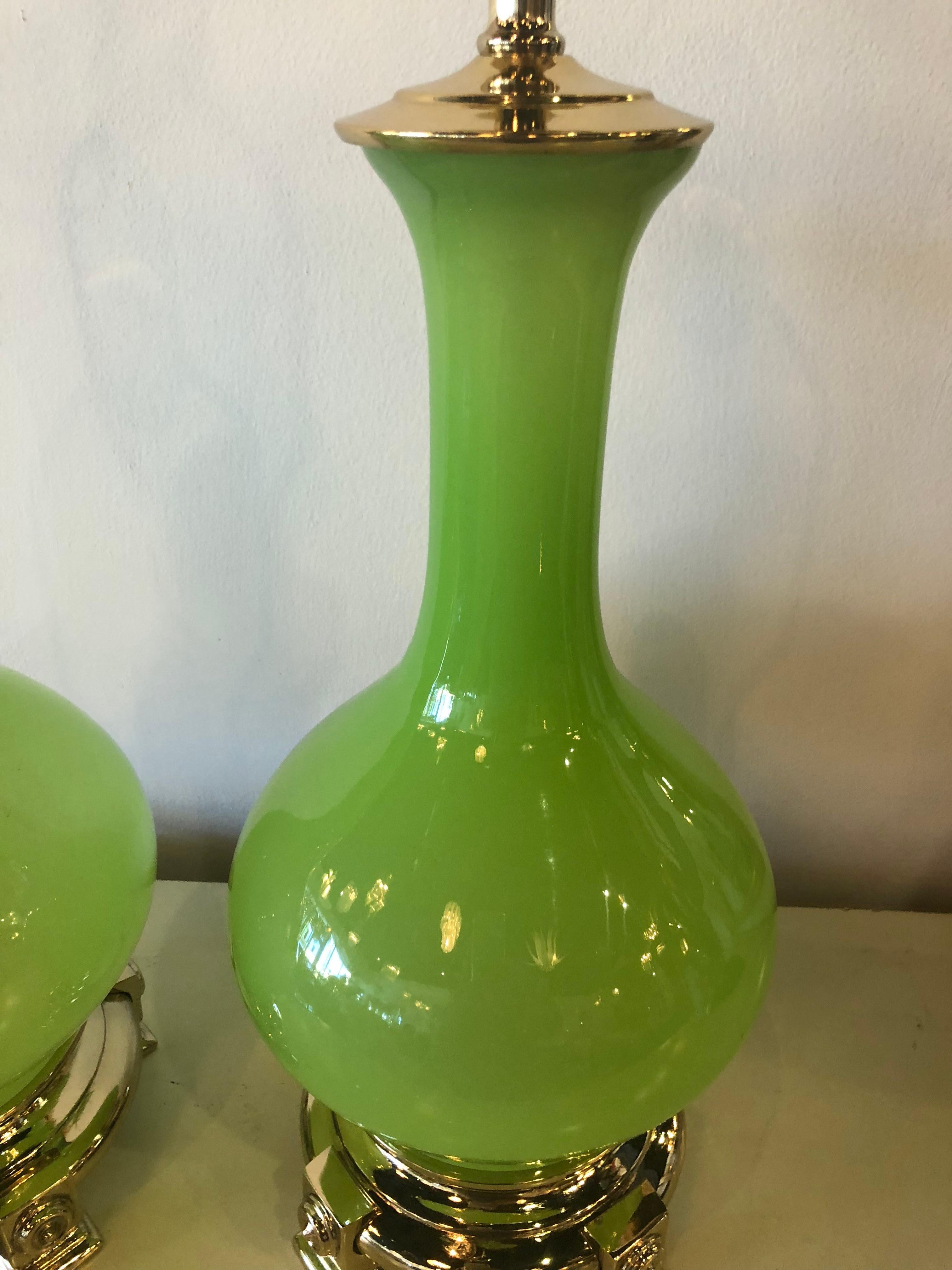 antique green glass lamps