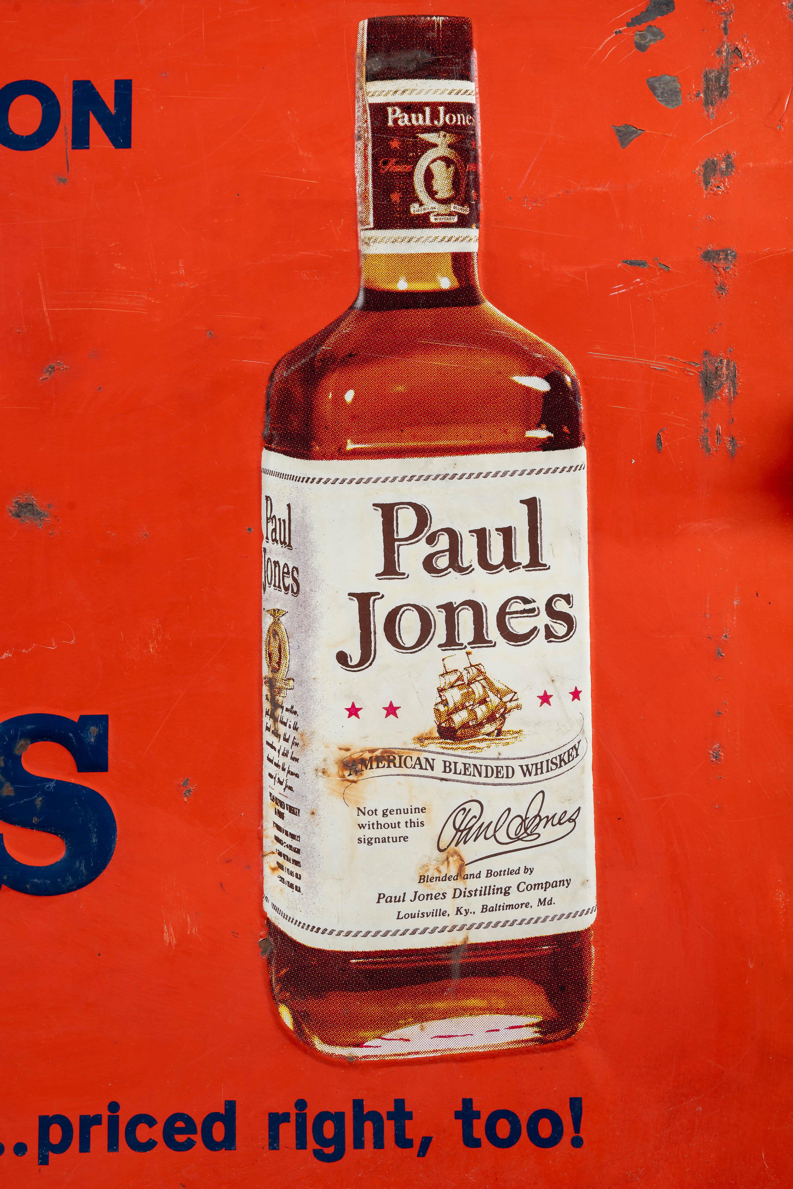 Vintage Paul Jones geprägte Zinn Litho Zeichen im Zustand „Relativ gut“ im Angebot in Dekalb, IL