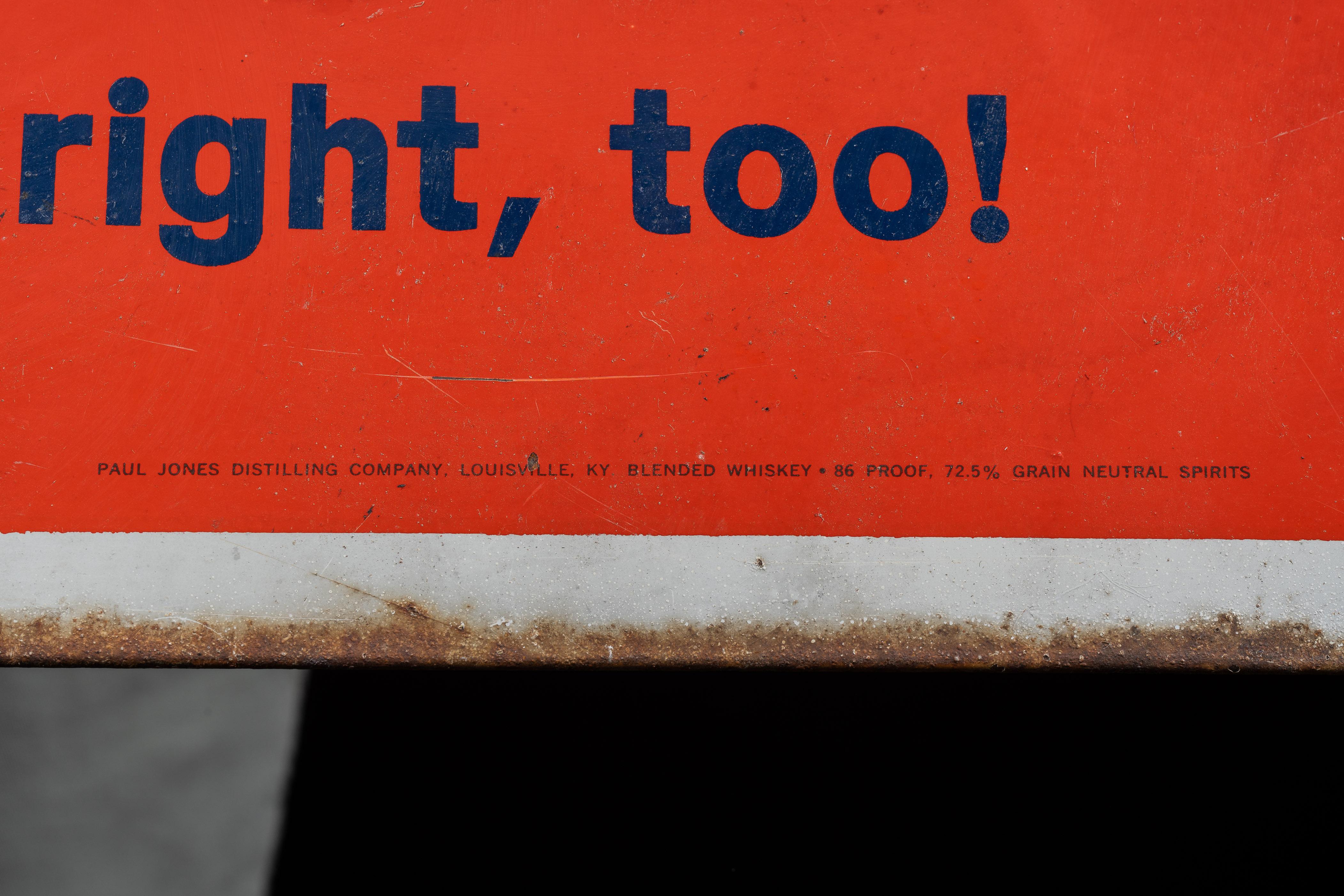 Vintage Paul Jones geprägte Zinn Litho Zeichen im Angebot 2