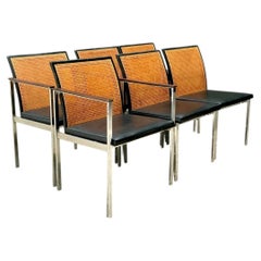 Vintage Paul McCobb For Lane Chrome Frame and Cane Dining Chairs - Set of 6