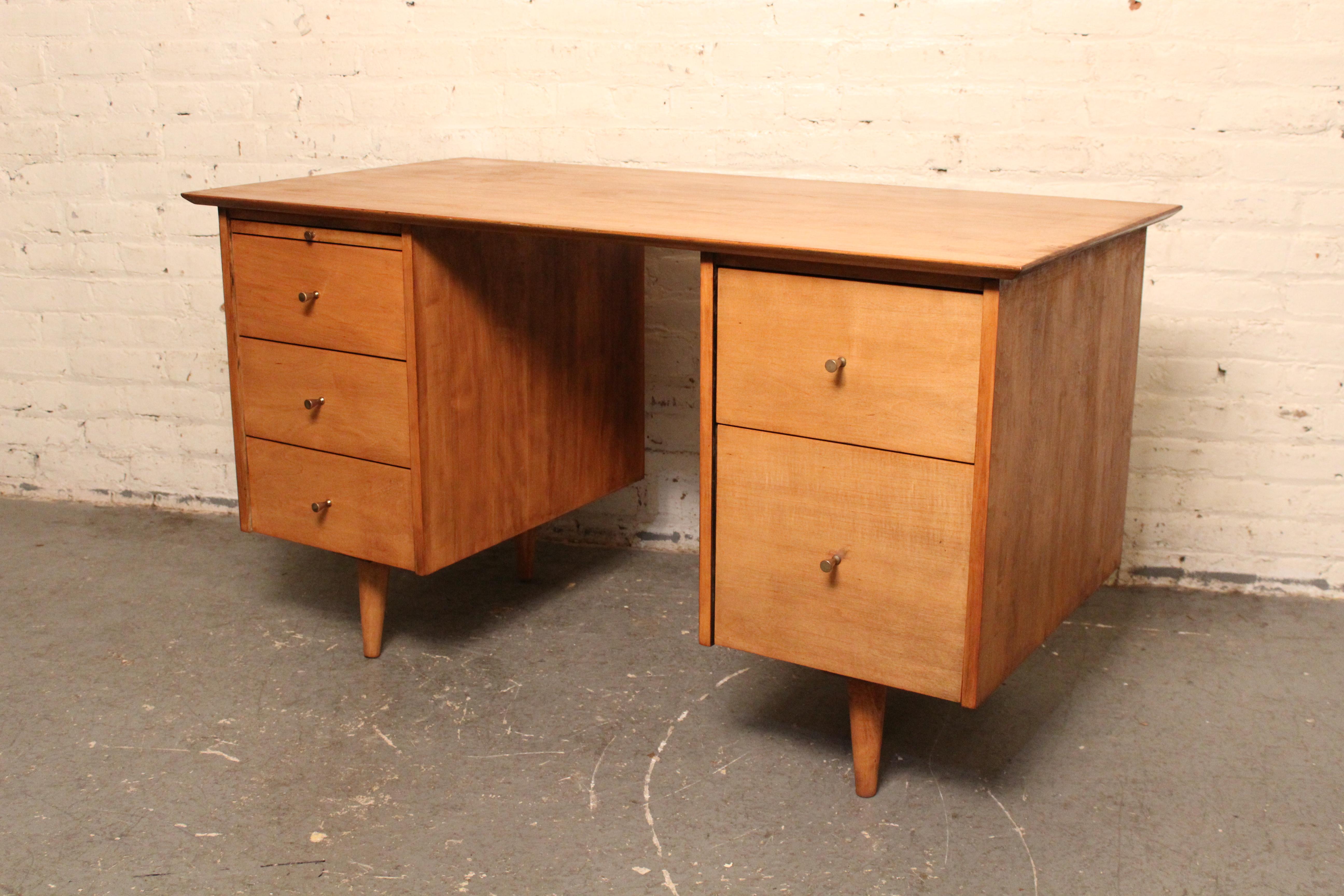 Vintage Paul McCobb Planner Group Double Pedestal Desk 9