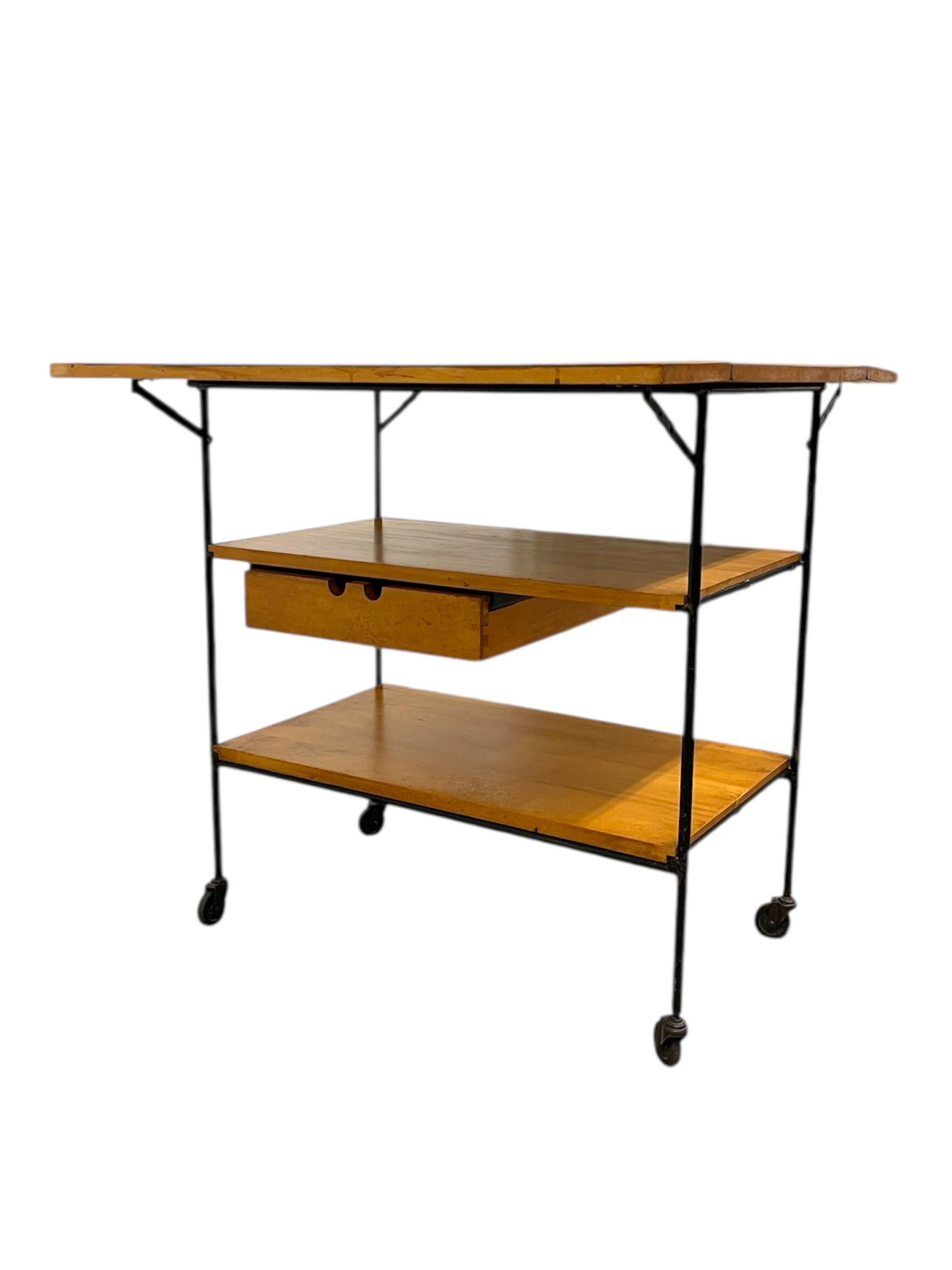 Carrito rodante de hojas caídas Vintage Paul McCobb Planner Group, Winchendon Furniture. en Bueno estado para la venta en Seattle, WA