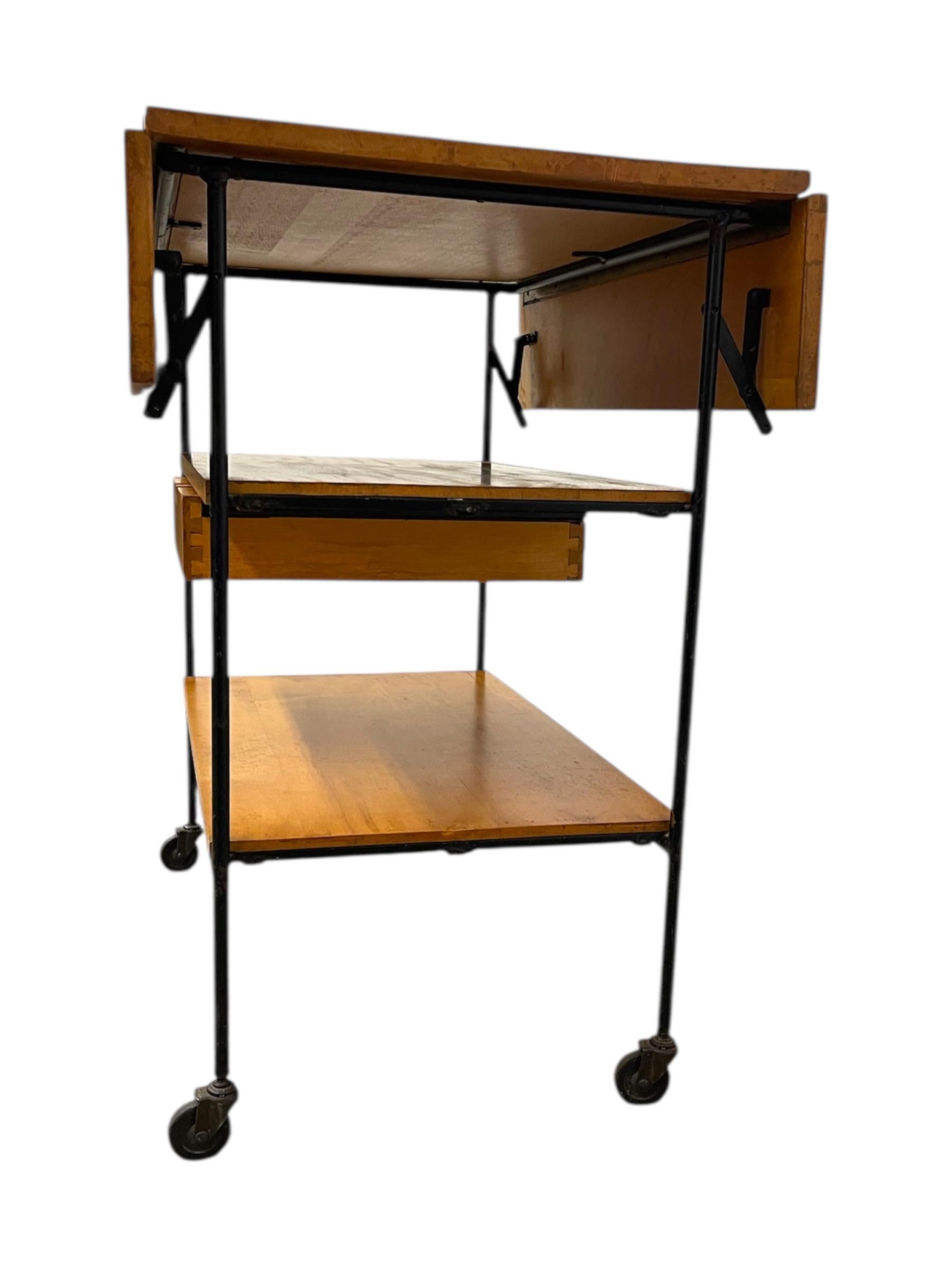 Carrito rodante de hojas caídas Vintage Paul McCobb Planner Group, Winchendon Furniture. finales del siglo XX en venta