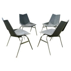 Vintage Paul McCobb set of Four Fiberglass Origami Gray Chairs