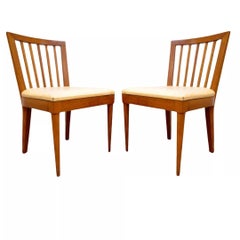 Vintage Paul McCobb Style Mid Century Modern Maple Slat Back Dining Chair - Pair