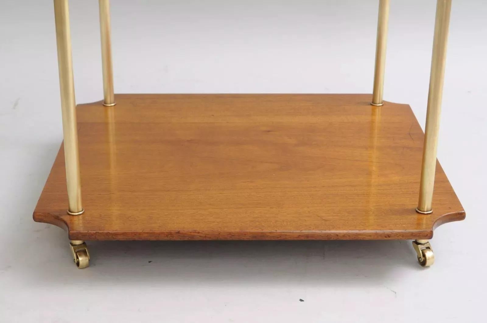 Unknown Vintage Paul Mccobb Style Mid Century Modern Walnut Brass & Glass Side End Table For Sale