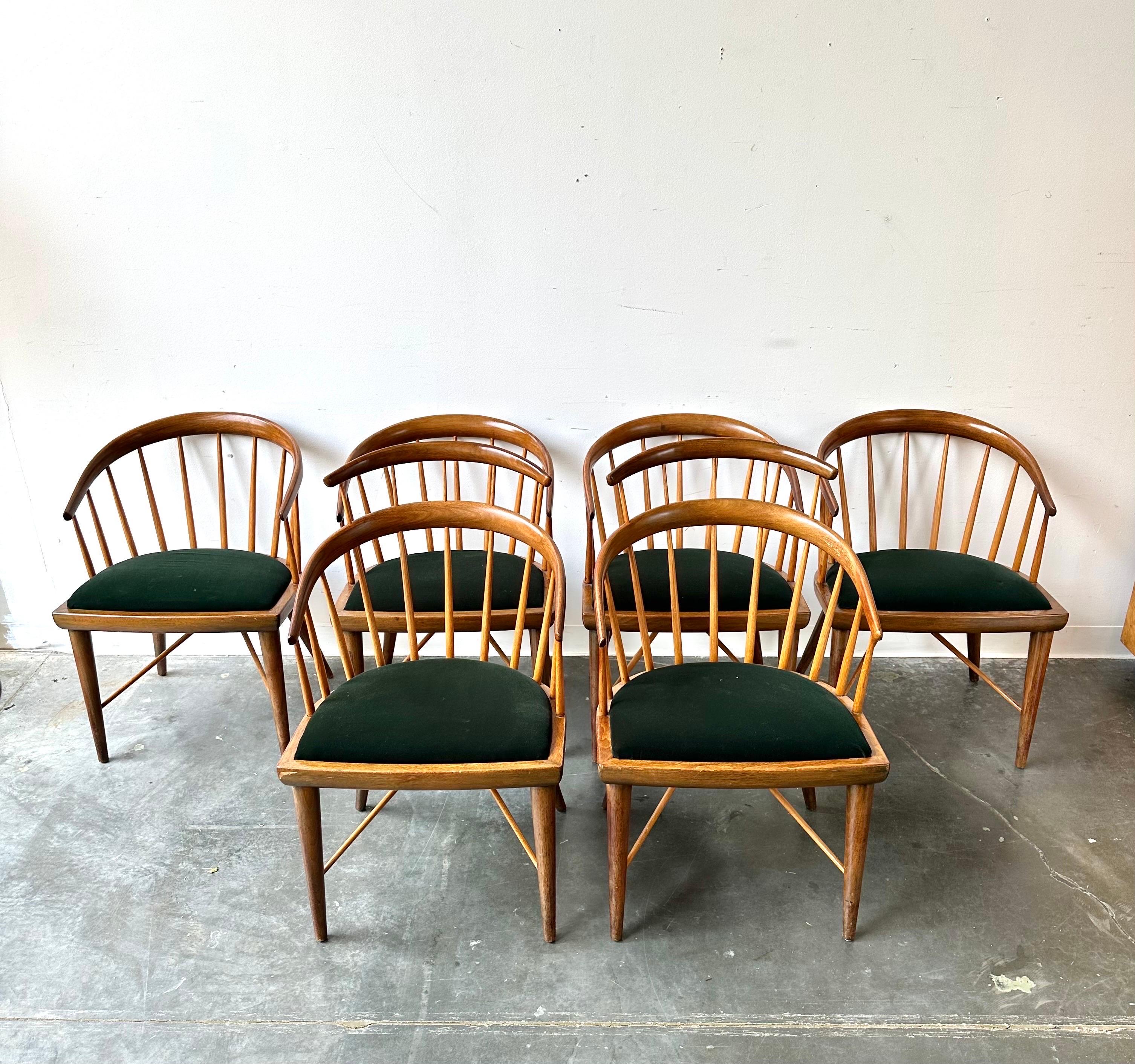 Mid-Century Modern Vintage Paul Mccobb style round back dining chairs 