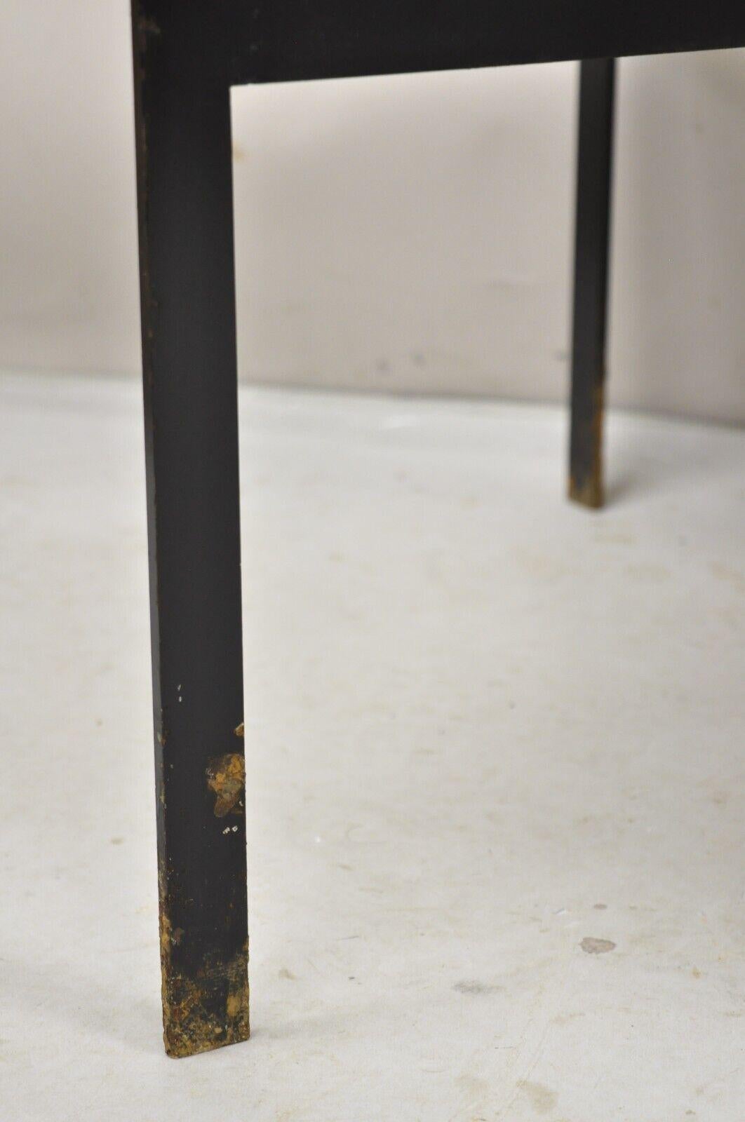 Vintage Paul McCobb Style Wrought Iron and Marble Square Side Tables - a Pair For Sale 4