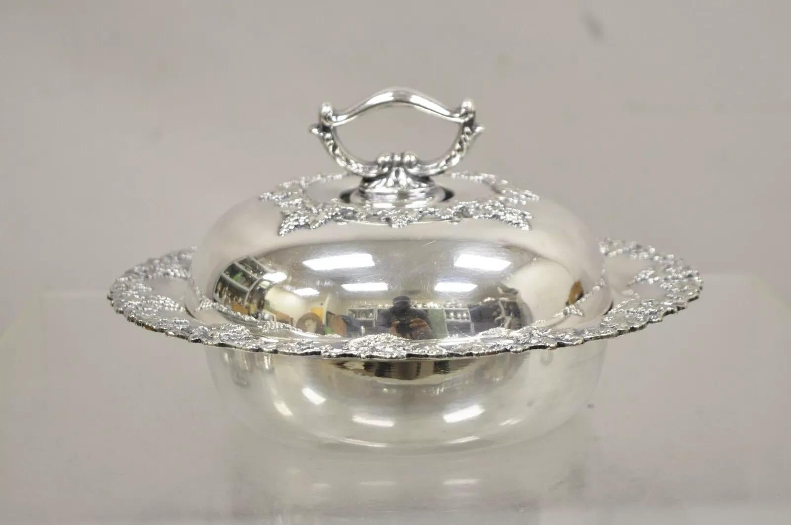 Vintage Paul Revere Silver Co Round Silver Plated Covered Vegetable Serving Dish 4