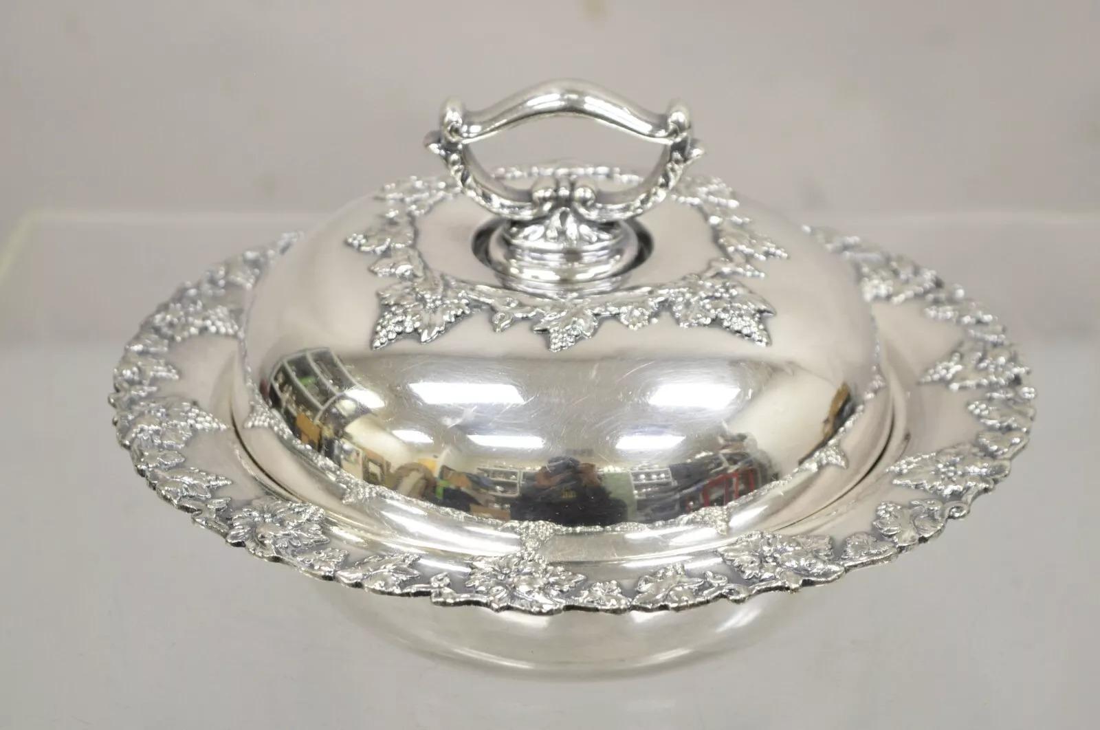 Vintage Paul Revere Silver Co Round Silver Plated Covered Vegetable Serving Dish 5