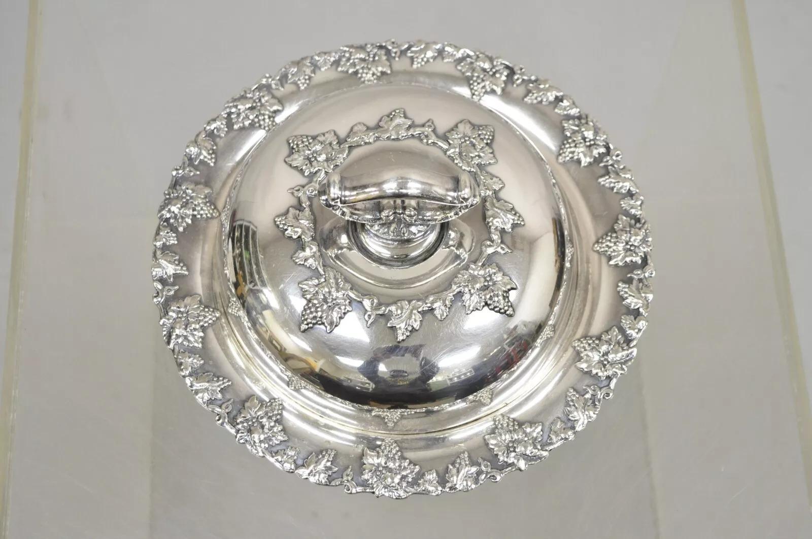 Vintage Paul Revere Silver Co Round Silver Plated Covered Vegetable Serving Dish. Circa Mid 20th Century. Measurements: 5