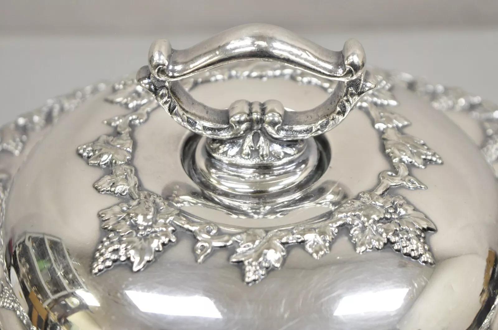 Victorian Vintage Paul Revere Silver Co Round Silver Plated Covered Vegetable Serving Dish