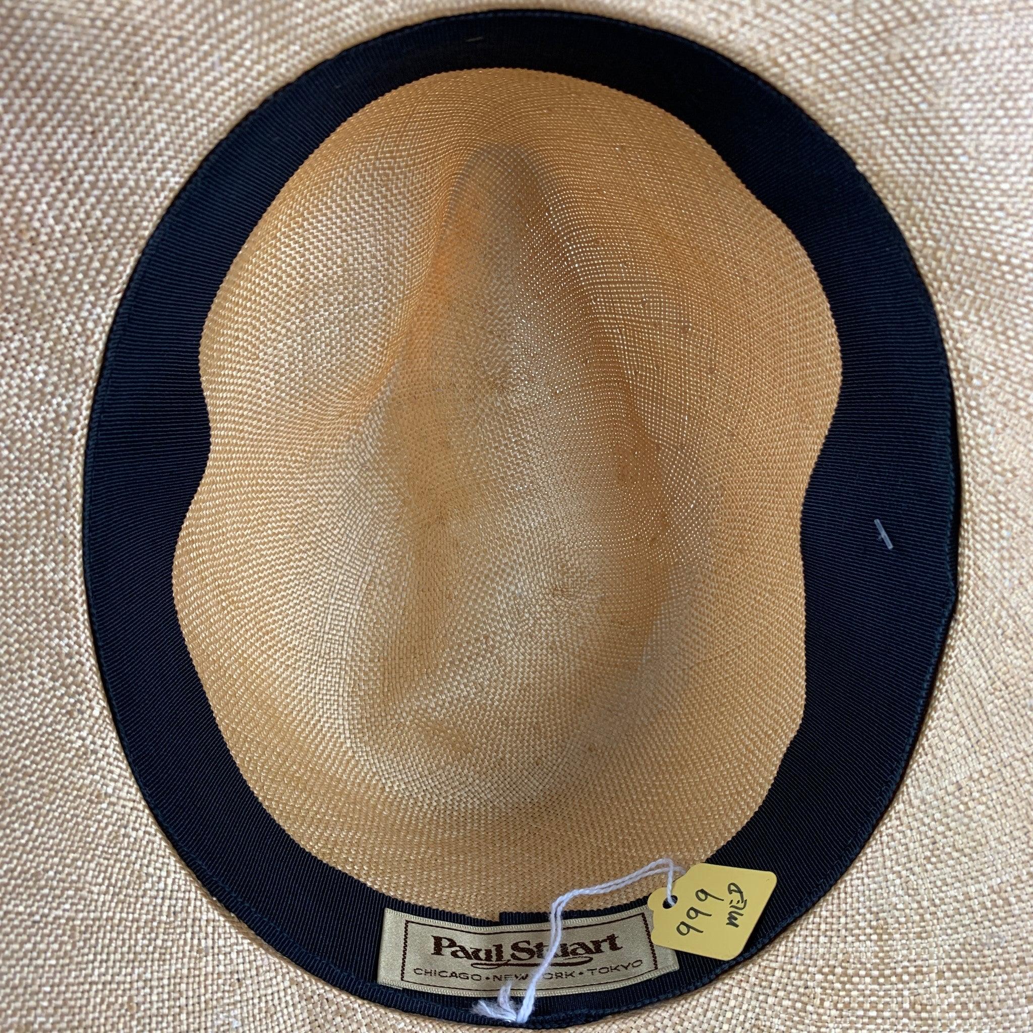 Vintage PAUL STUART Beige Straw Fedora Hat For Sale 1